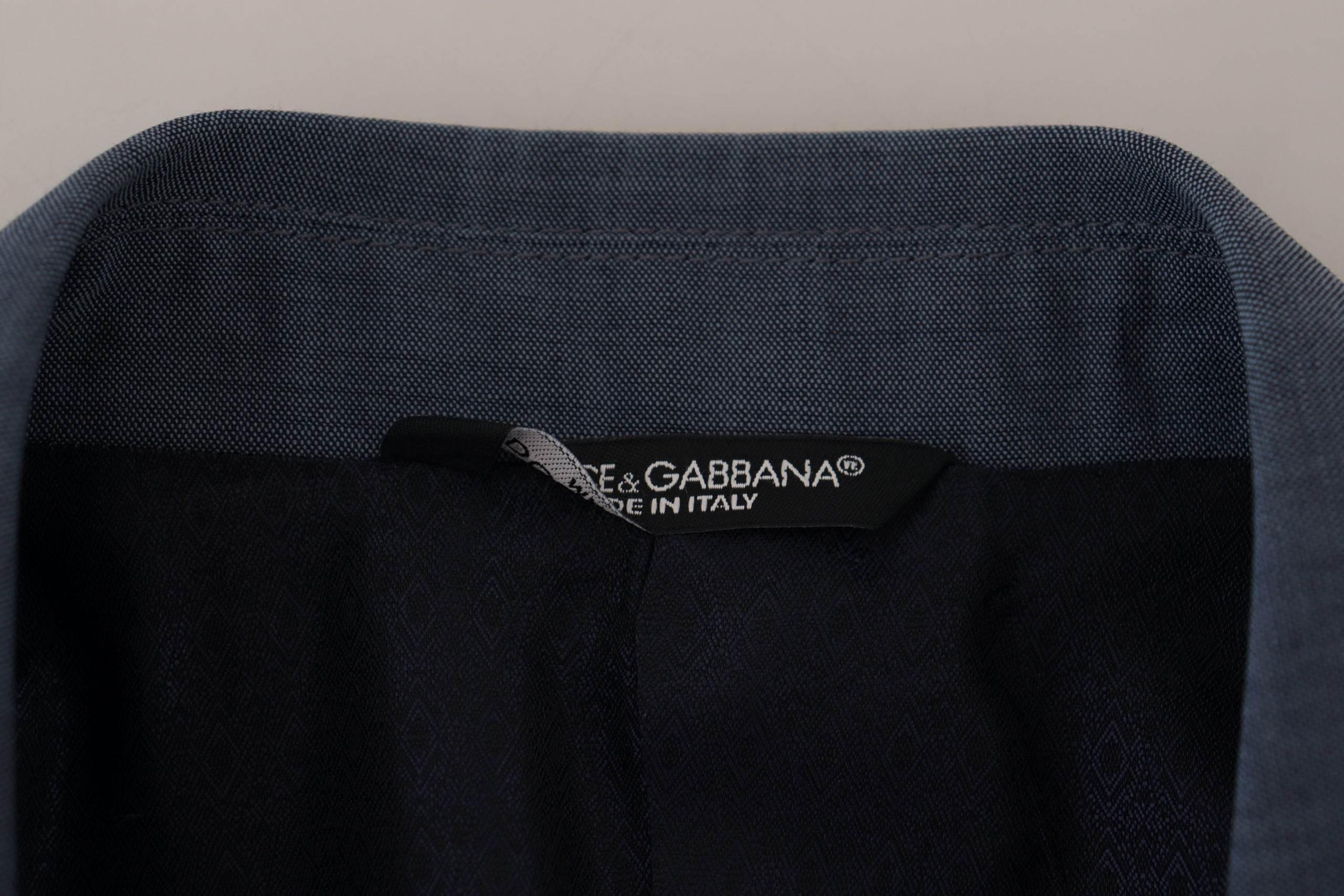 Dolce & Gabbana Blue Wool Stretch Slim Fit Jacket Blazer - Hilstor