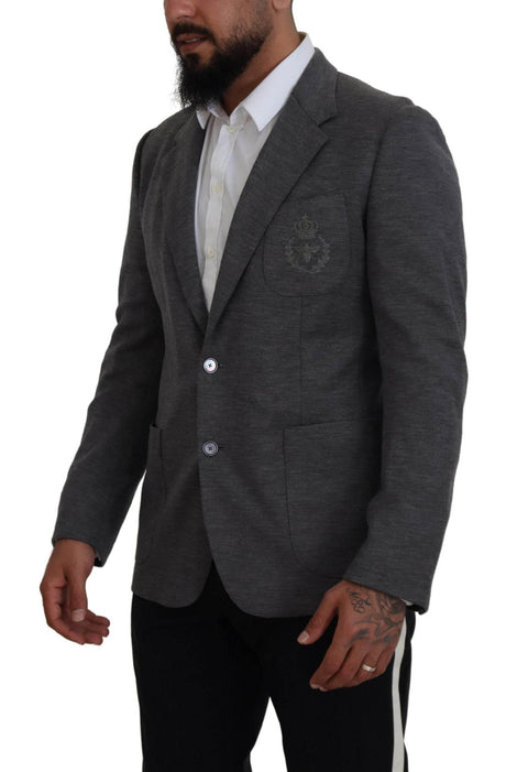 Dolce & Gabbana Gray Wool Stretch Slim Fit Jacket Blazer - Hilstor