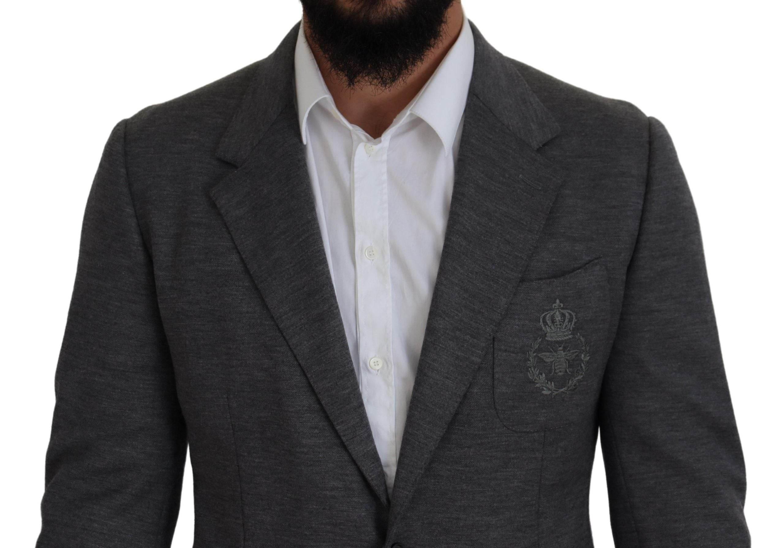Dolce & Gabbana Gray Wool Stretch Slim Fit Jacket Blazer - Hilstor