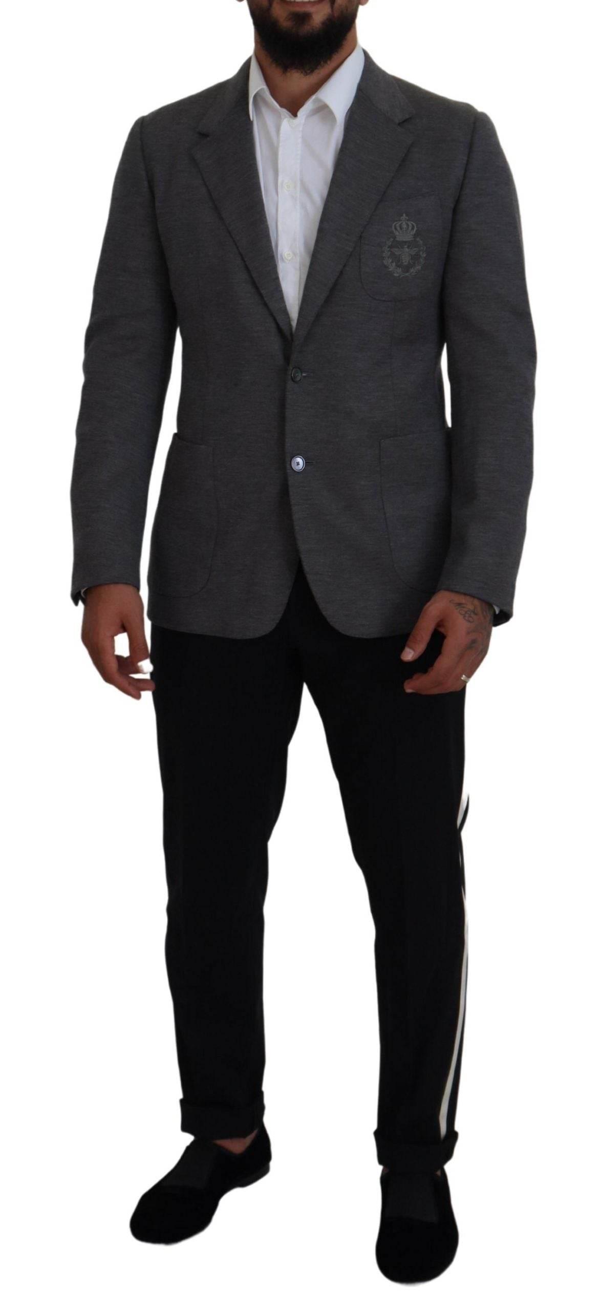 Dolce & Gabbana Gray Wool Stretch Slim Fit Jacket Blazer - Hilstor