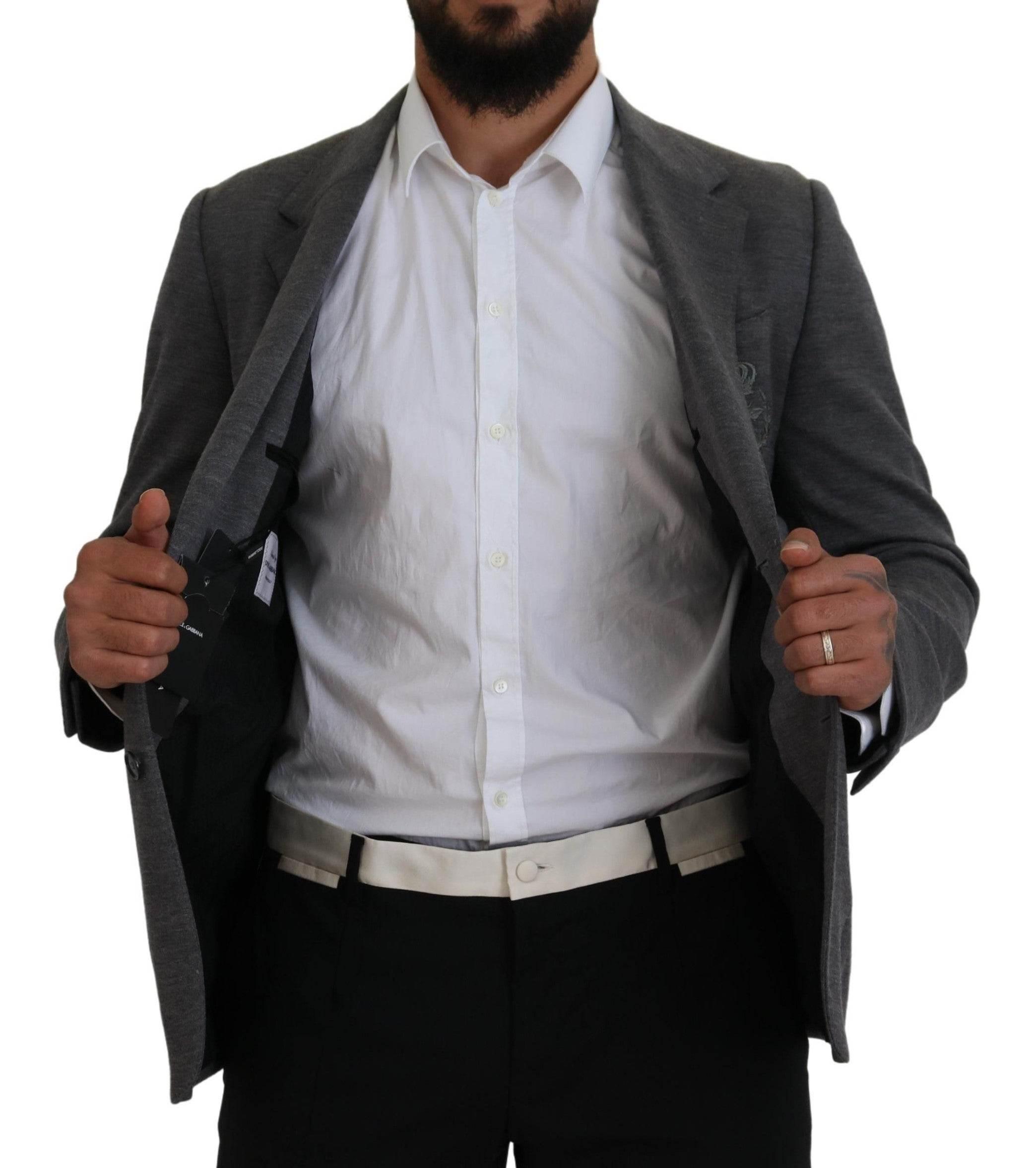 Dolce & Gabbana Gray Wool Stretch Slim Fit Jacket Blazer - Hilstor
