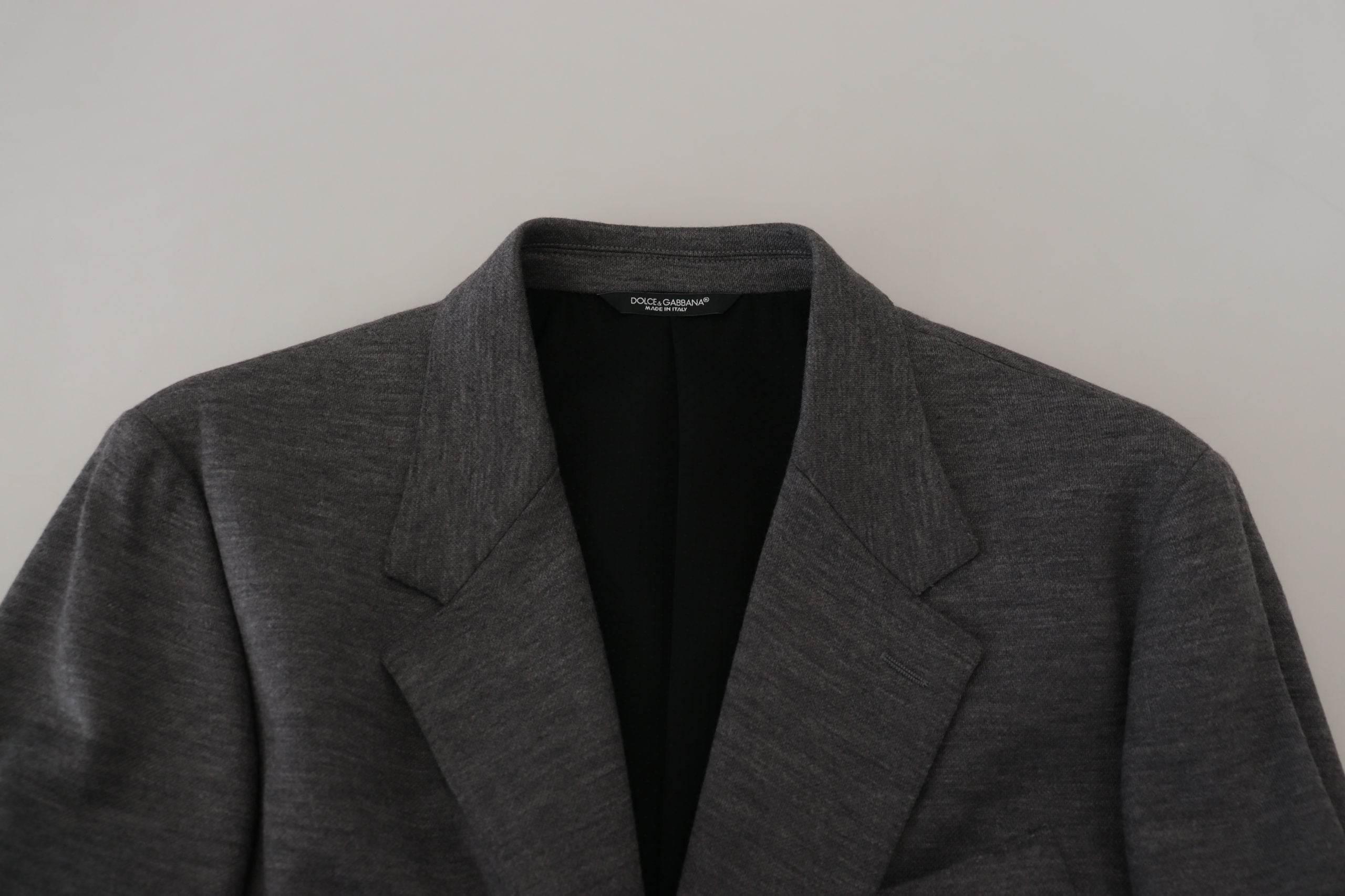 Dolce & Gabbana Gray Wool Stretch Slim Fit Jacket Blazer - Hilstor