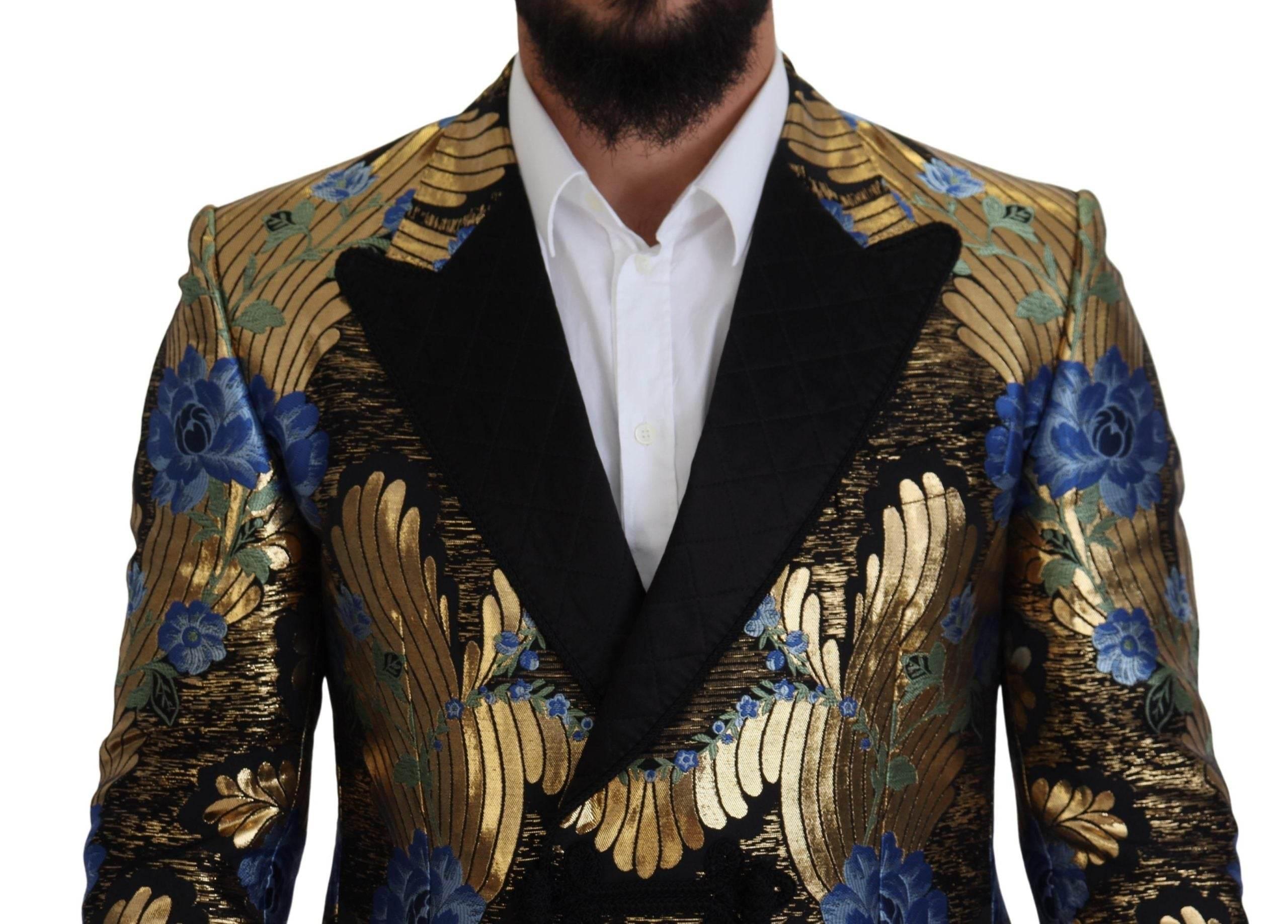 Dolce & Gabbana Gold Lurex Double Breasted Jacket Blazer - Hilstor