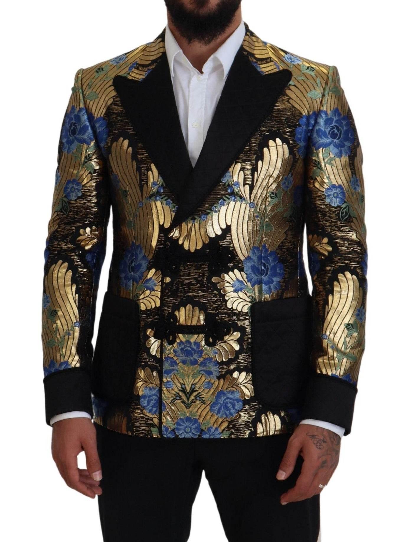 Dolce & Gabbana Gold Lurex Double Breasted Jacket Blazer - Hilstor