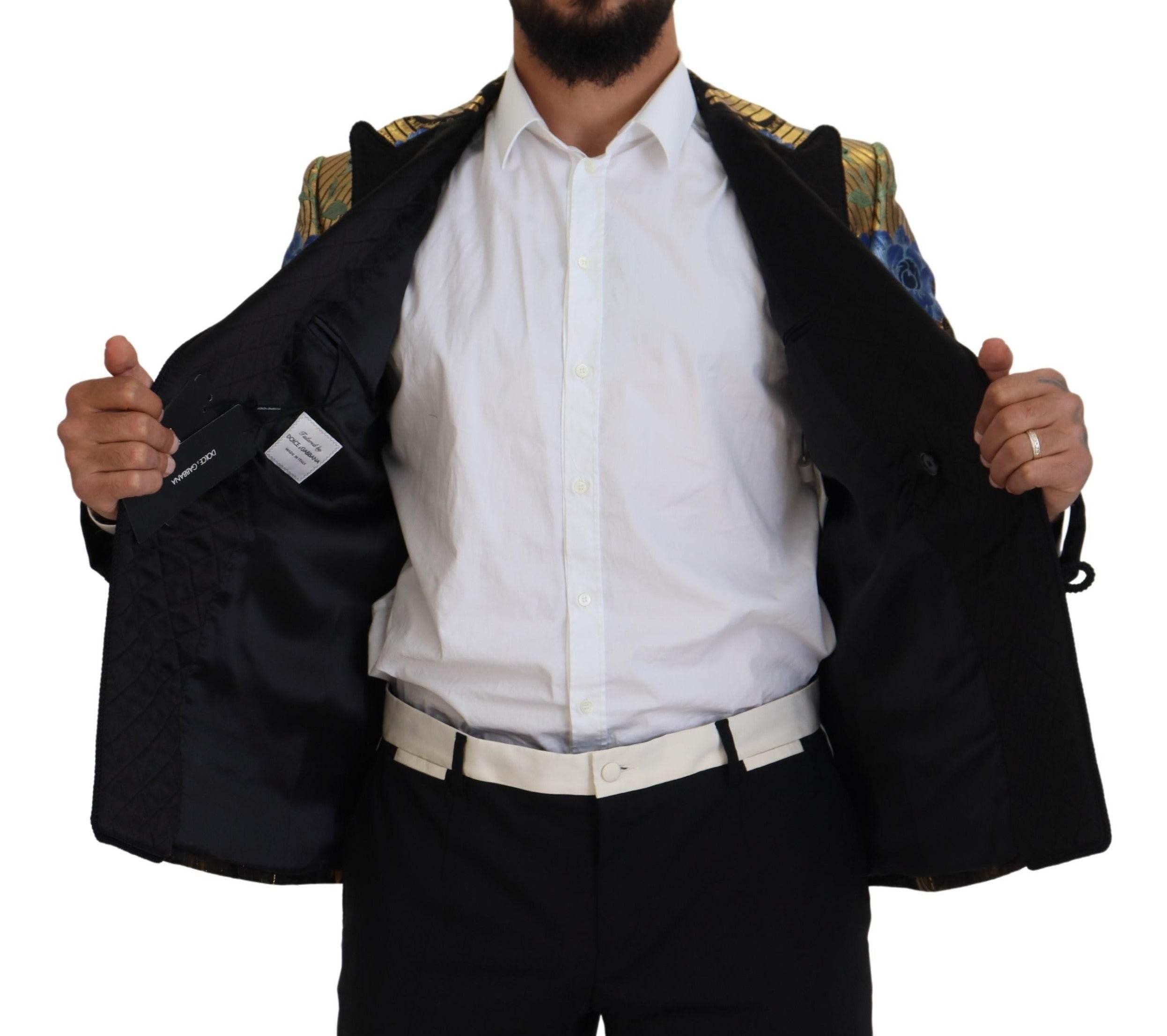 Dolce & Gabbana Gold Lurex Double Breasted Jacket Blazer - Hilstor
