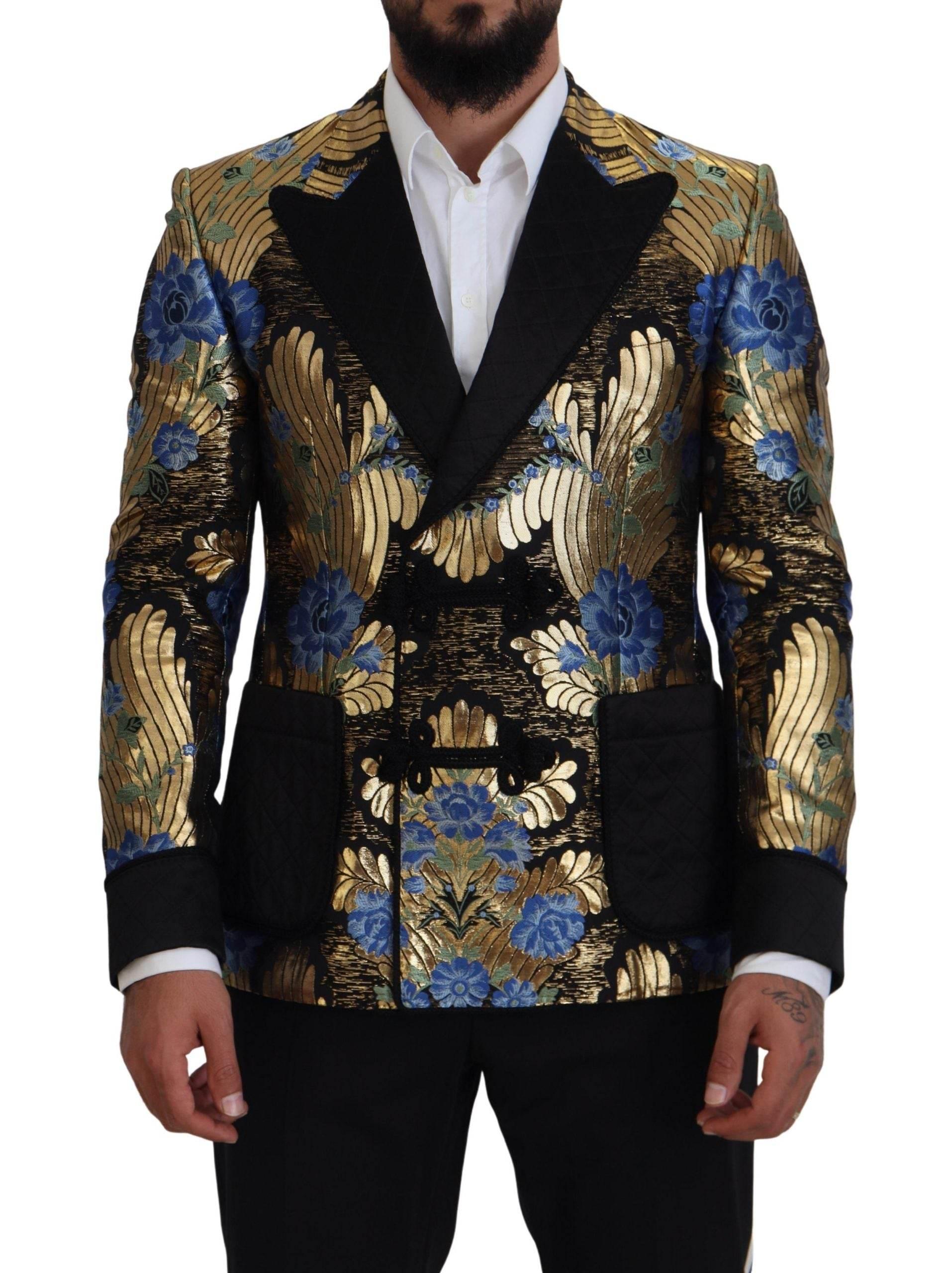 Dolce & Gabbana Gold Lurex Double Breasted Jacket Blazer - Hilstor