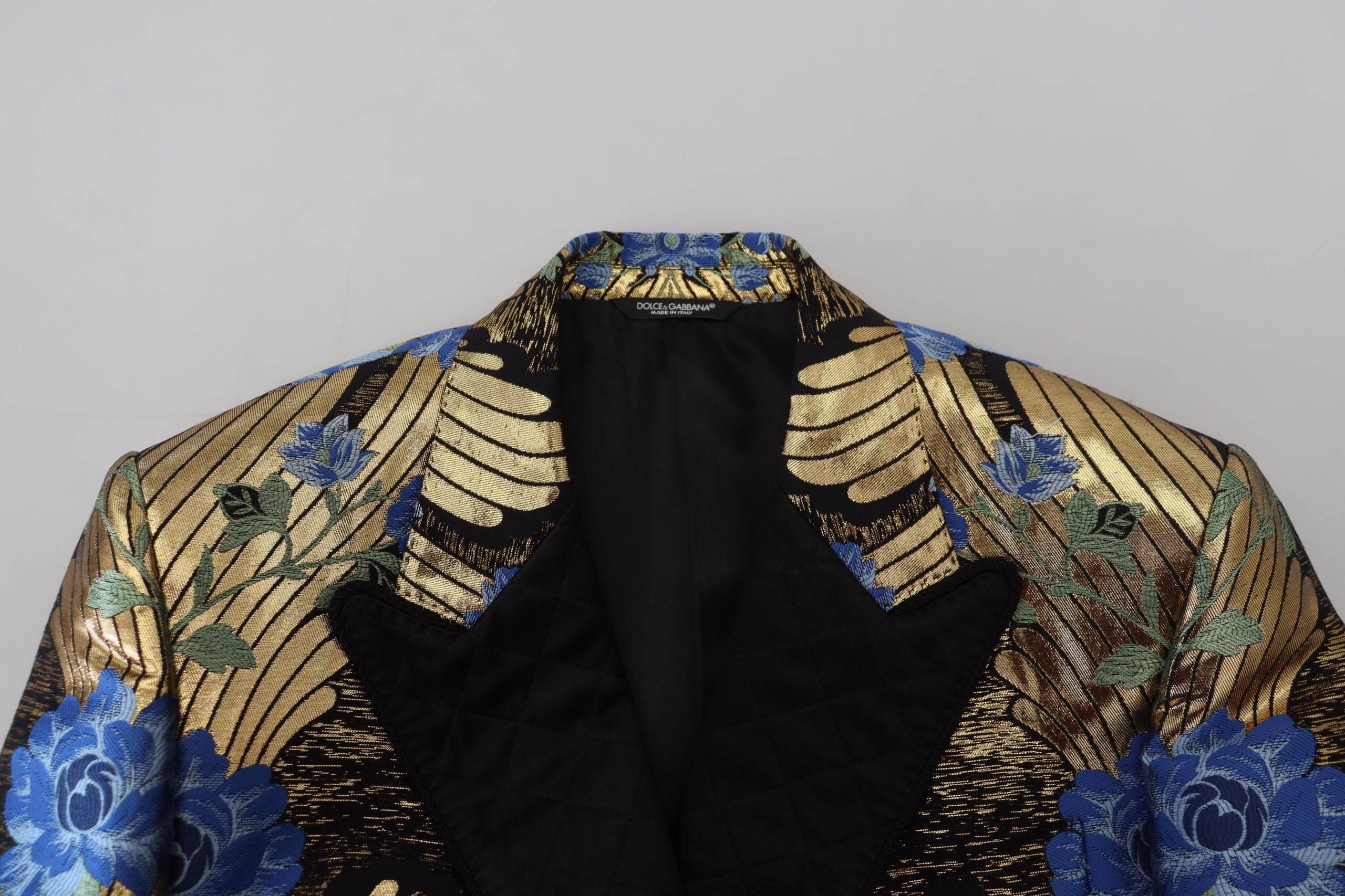 Dolce & Gabbana Gold Lurex Double Breasted Jacket Blazer - Hilstor