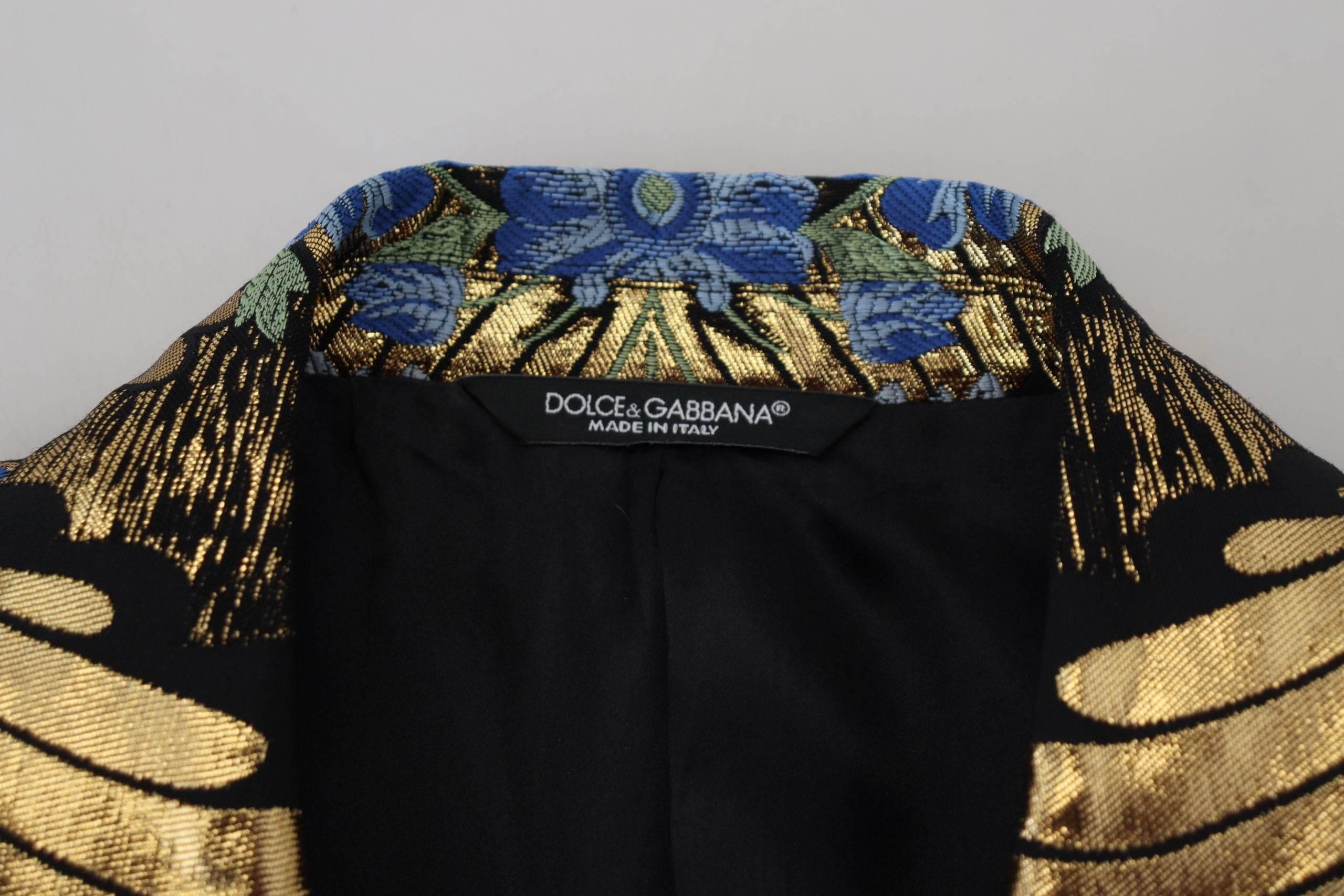 Dolce & Gabbana Gold Lurex Double Breasted Jacket Blazer - Hilstor