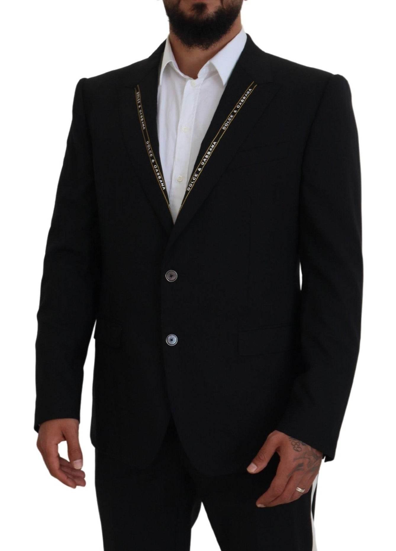 Dolce & Gabbana Black Wool Stretch Slim Fit Jacket Blazer - Hilstor