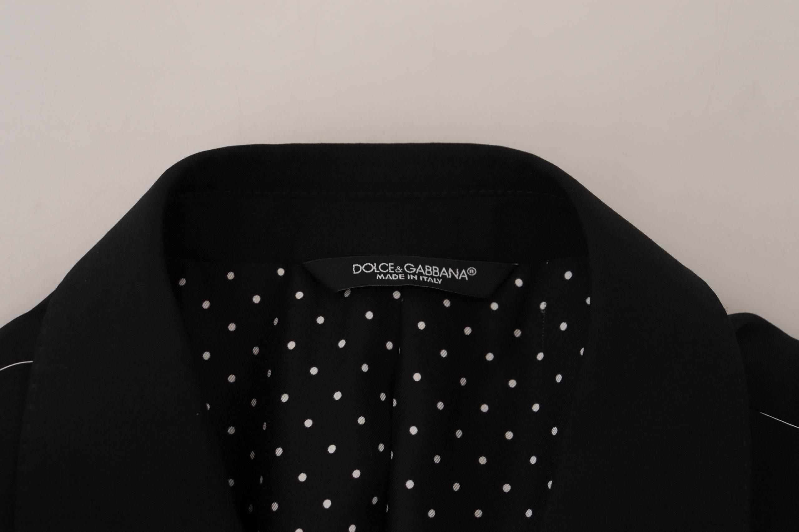 Dolce & Gabbana Black Wool Stretch Slim Fit Jacket Blazer - Hilstor