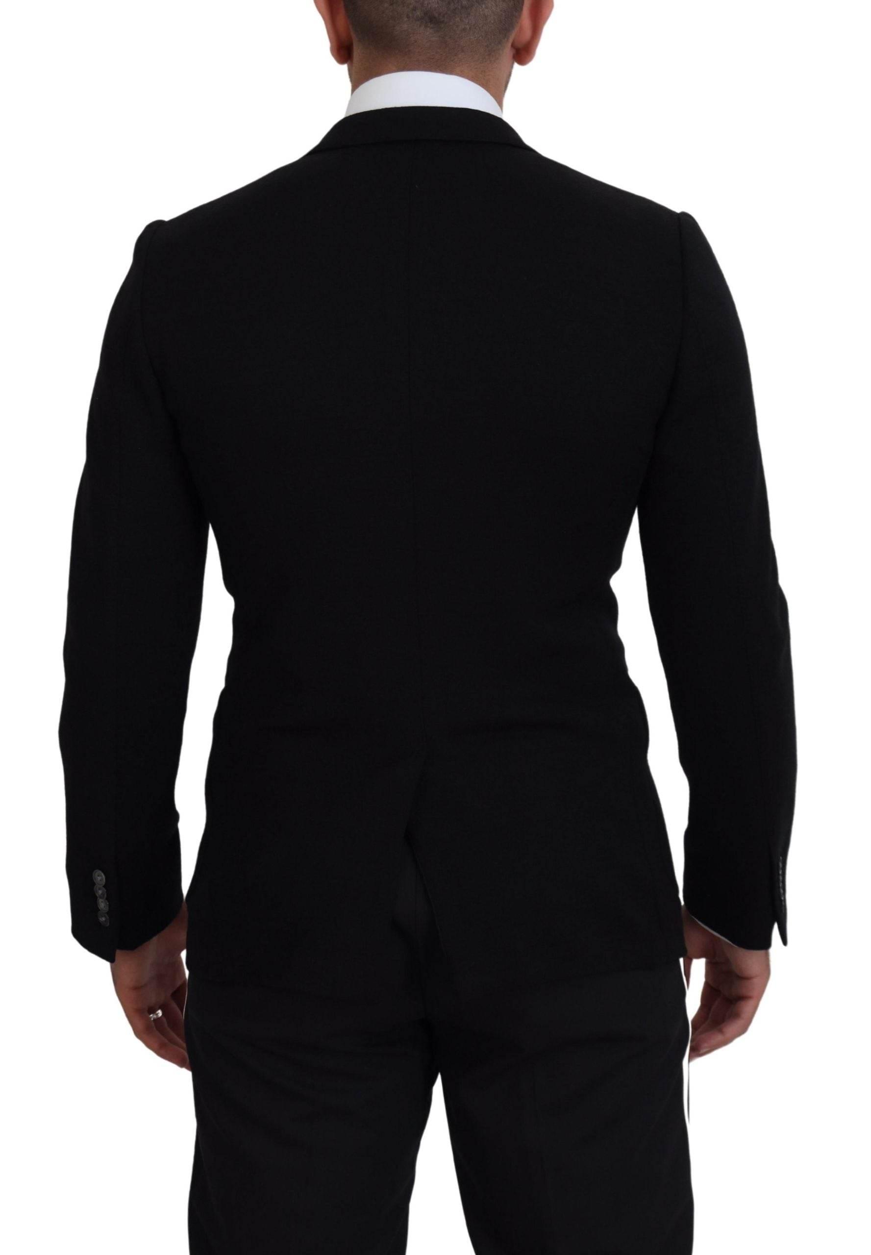 Dolce & Gabbana Black Wool Crown Slim Fit Jacket Blazer - Hilstor