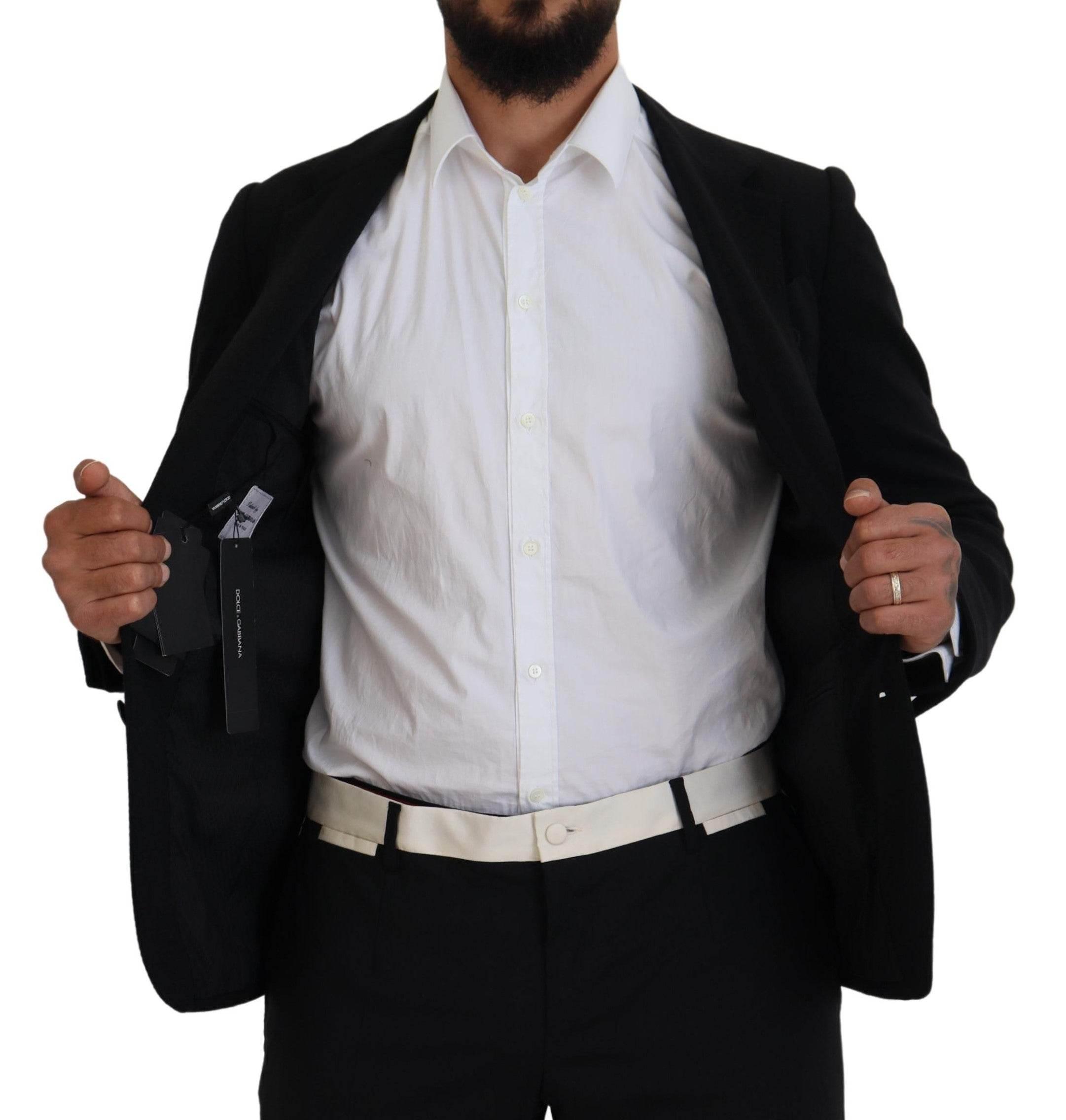 Dolce & Gabbana Black Wool Crown Slim Fit Jacket Blazer - Hilstor