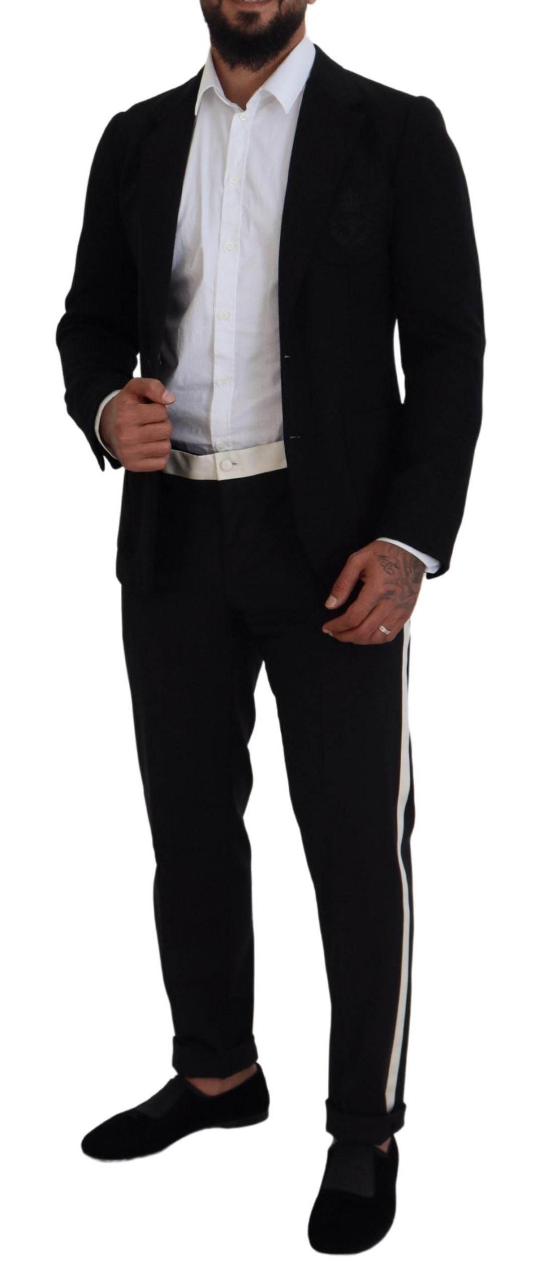 Dolce & Gabbana Black Wool Crown Slim Fit Jacket Blazer - Hilstor