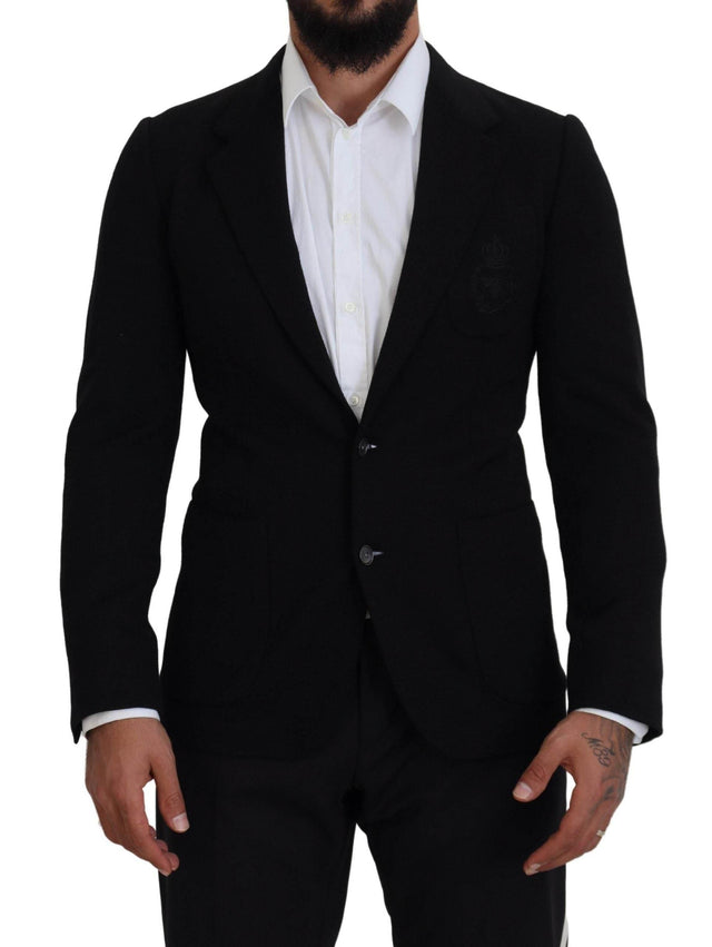 Dolce & Gabbana Black Wool Crown Slim Fit Jacket Blazer - Hilstor