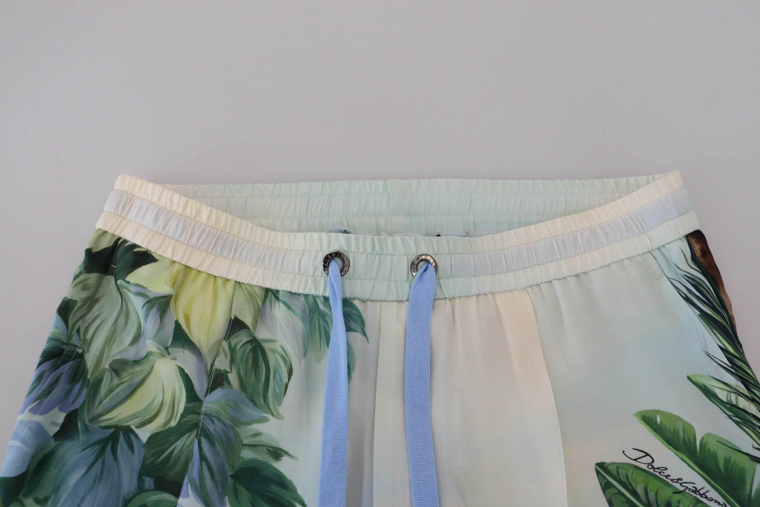 Dolce & Gabbana White Floral Printed Men Jogger Pants - Hilstor