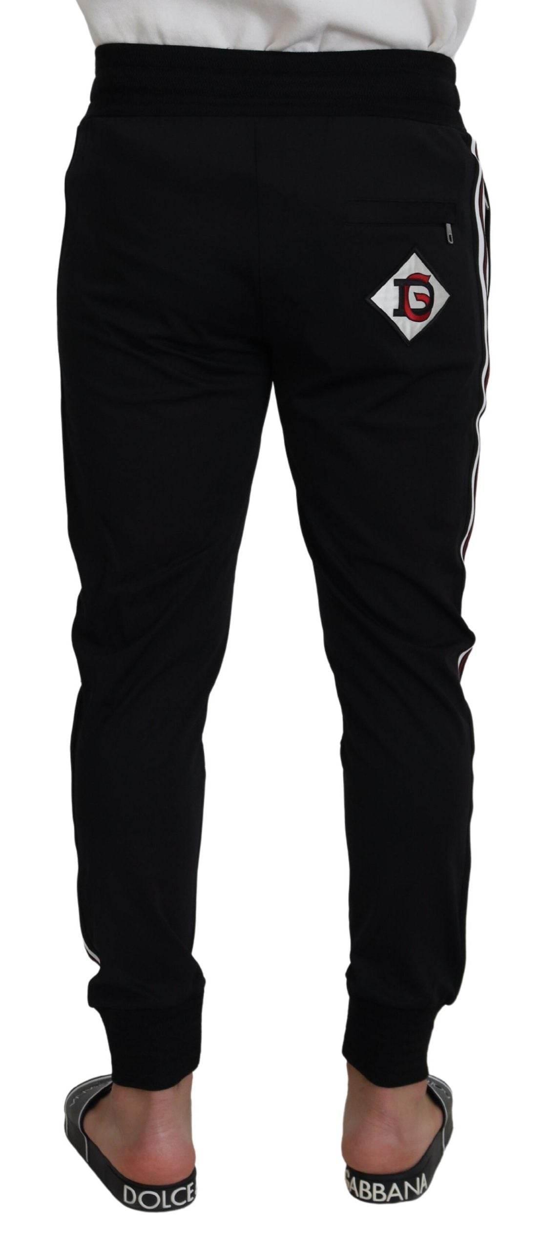 Dolce & Gabbana Black DG Print Mens Jogger Pants - Hilstor