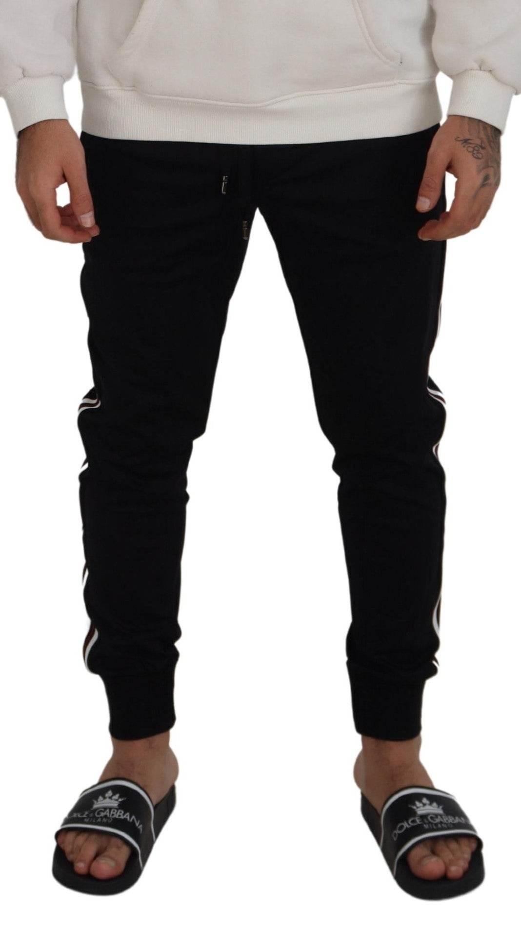 Dolce & Gabbana Black DG Print Mens Jogger Pants - Hilstor