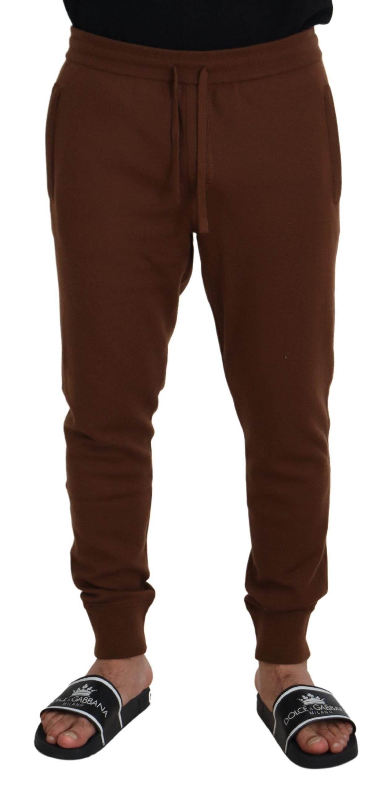 Dolce & Gabbana Brown Cashmere Men Drawstring Jogger Pants - Hilstor