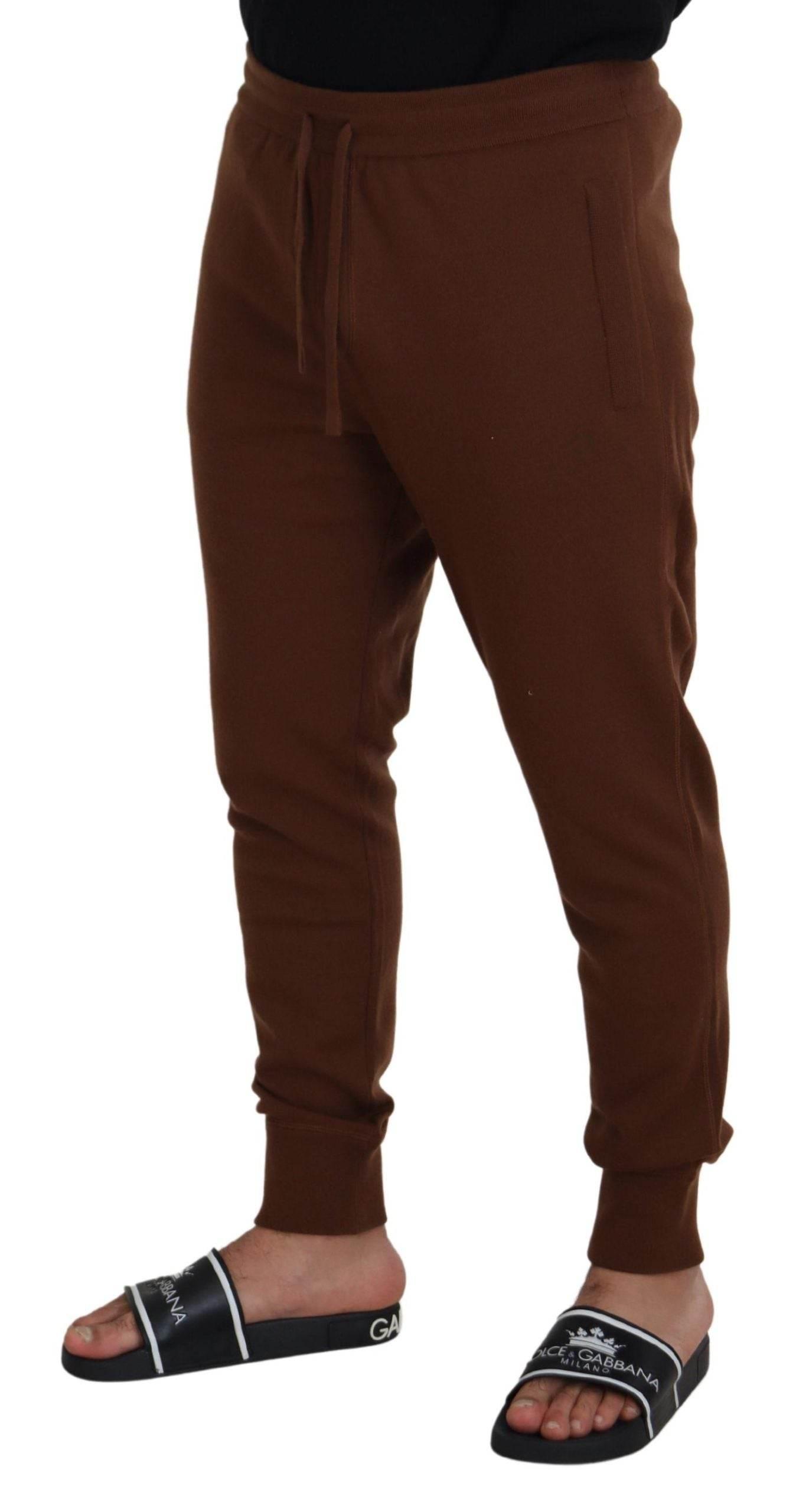 Dolce & Gabbana Brown Cashmere Men Drawstring Jogger Pants - Hilstor