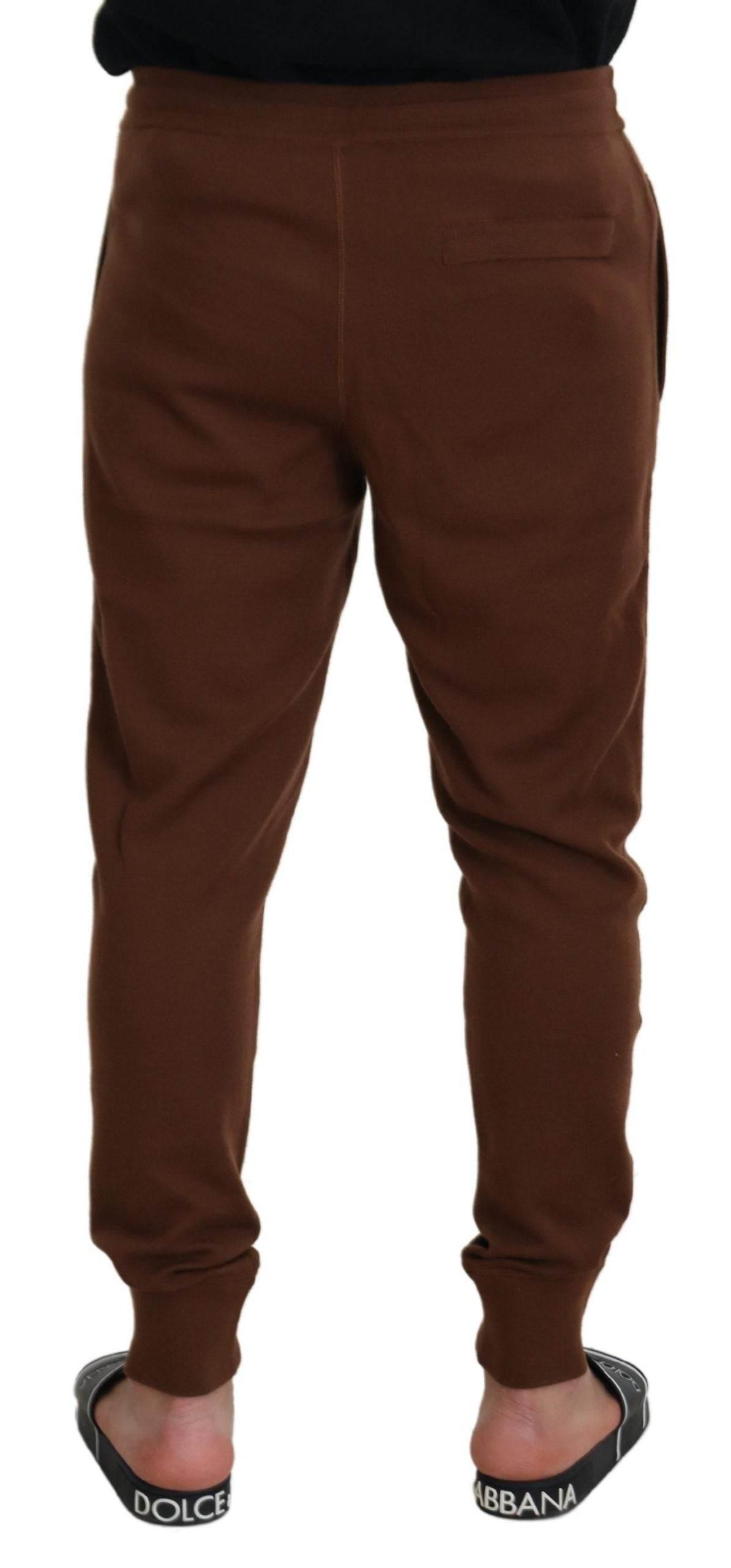 Dolce & Gabbana Brown Cashmere Men Drawstring Jogger Pants - Hilstor