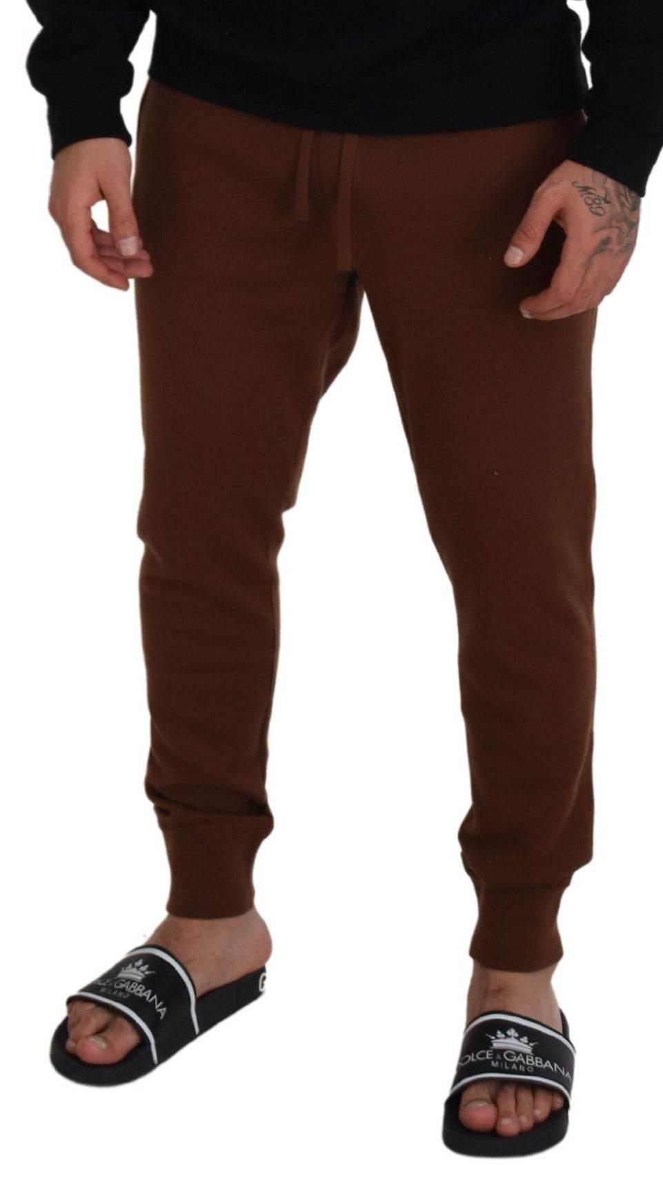 Dolce & Gabbana Brown Cashmere Men Drawstring Jogger Pants - Hilstor
