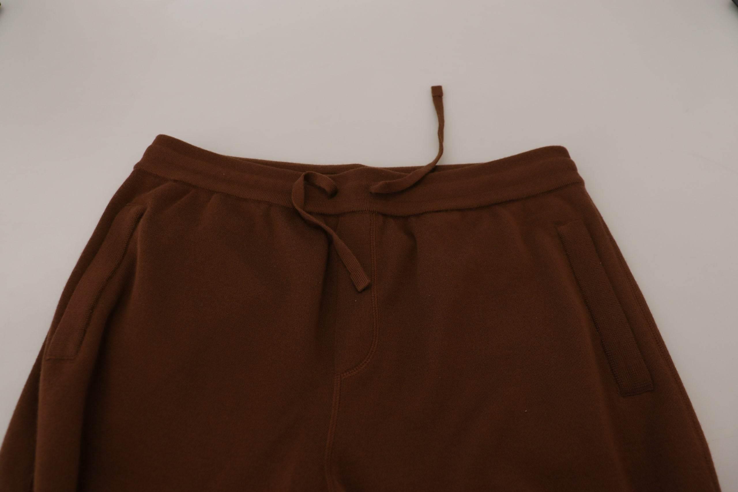 Dolce & Gabbana Brown Cashmere Men Drawstring Jogger Pants - Hilstor