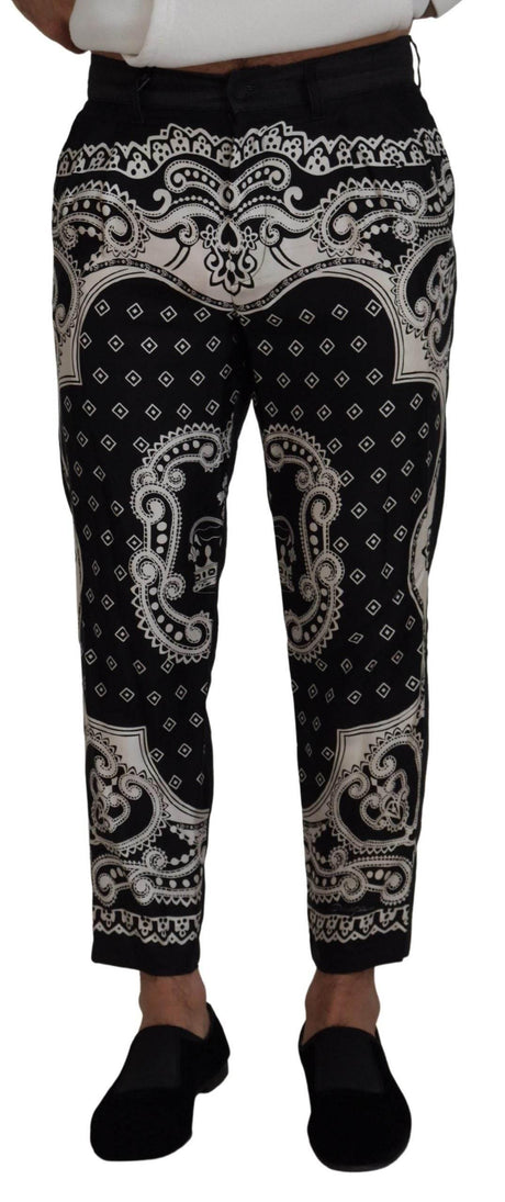 Dolce & Gabbana Black Silk Bandana Print Pants - Hilstor