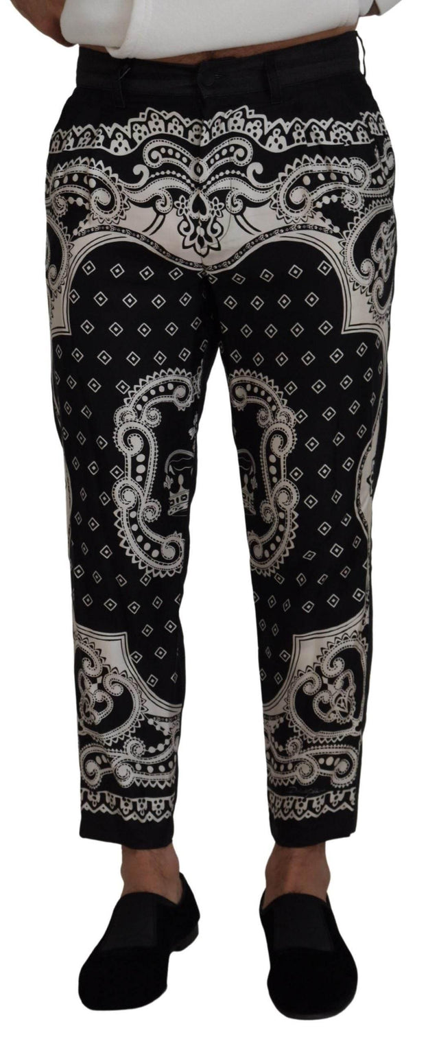 Dolce & Gabbana Black Silk Bandana Print Pants - Hilstor