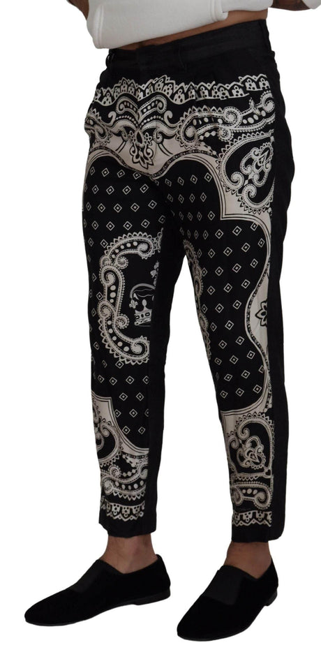 Dolce & Gabbana Black Silk Bandana Print Pants - Hilstor