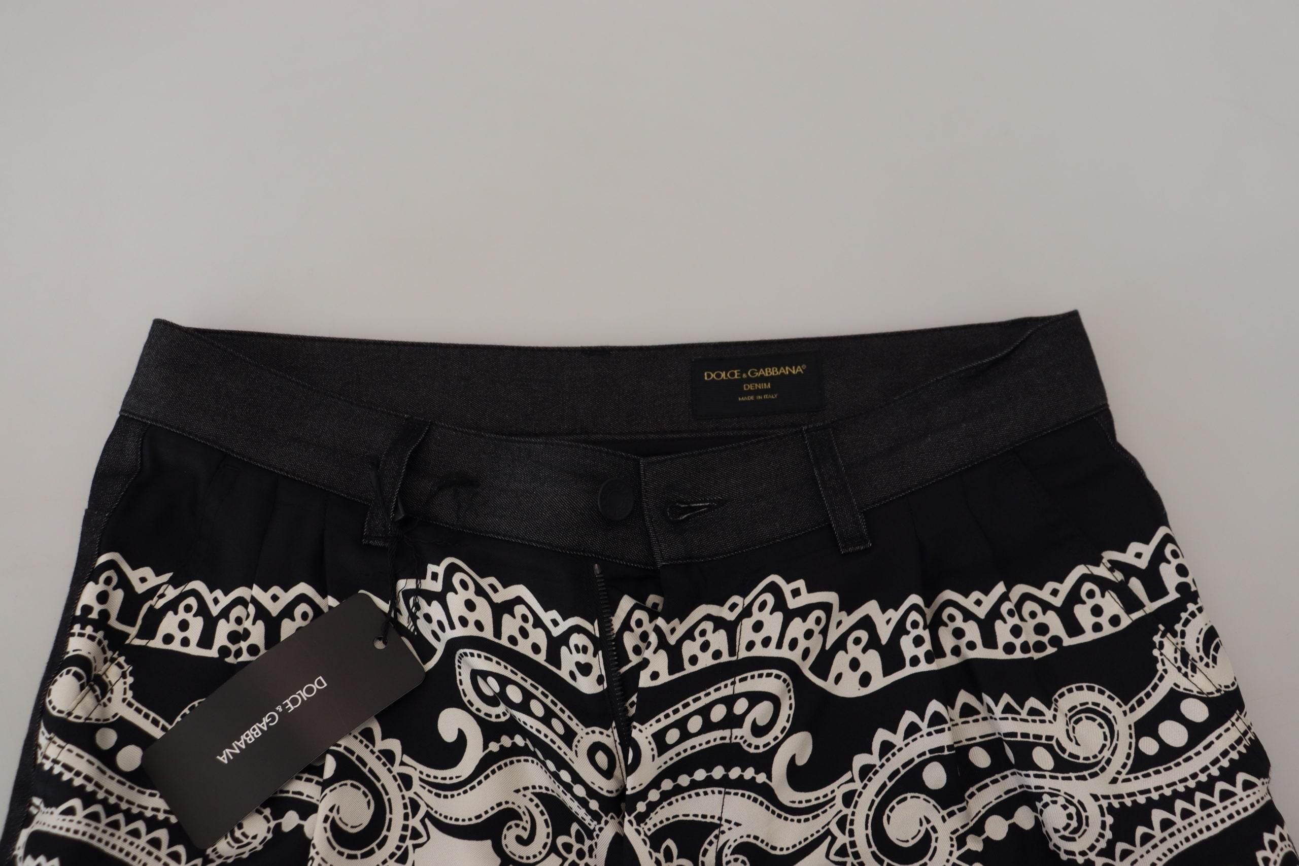 Dolce & Gabbana Black Silk Bandana Print Pants - Hilstor