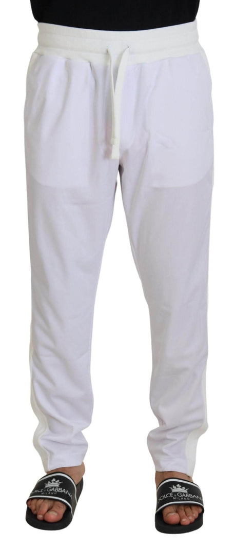 Dolce & Gabbana White Polyester Crown Logo Jogger Pants - Hilstor