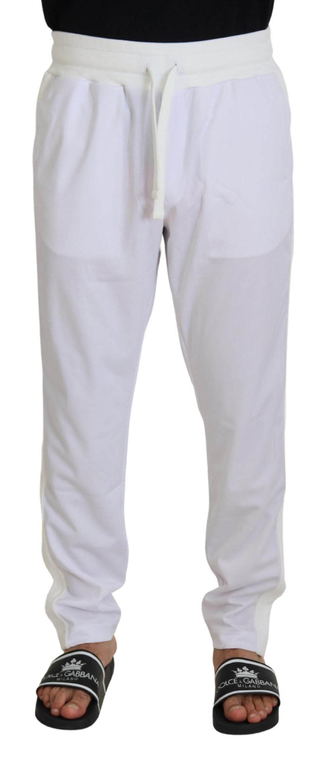Dolce & Gabbana White Polyester Crown Logo Jogger Pants - Hilstor