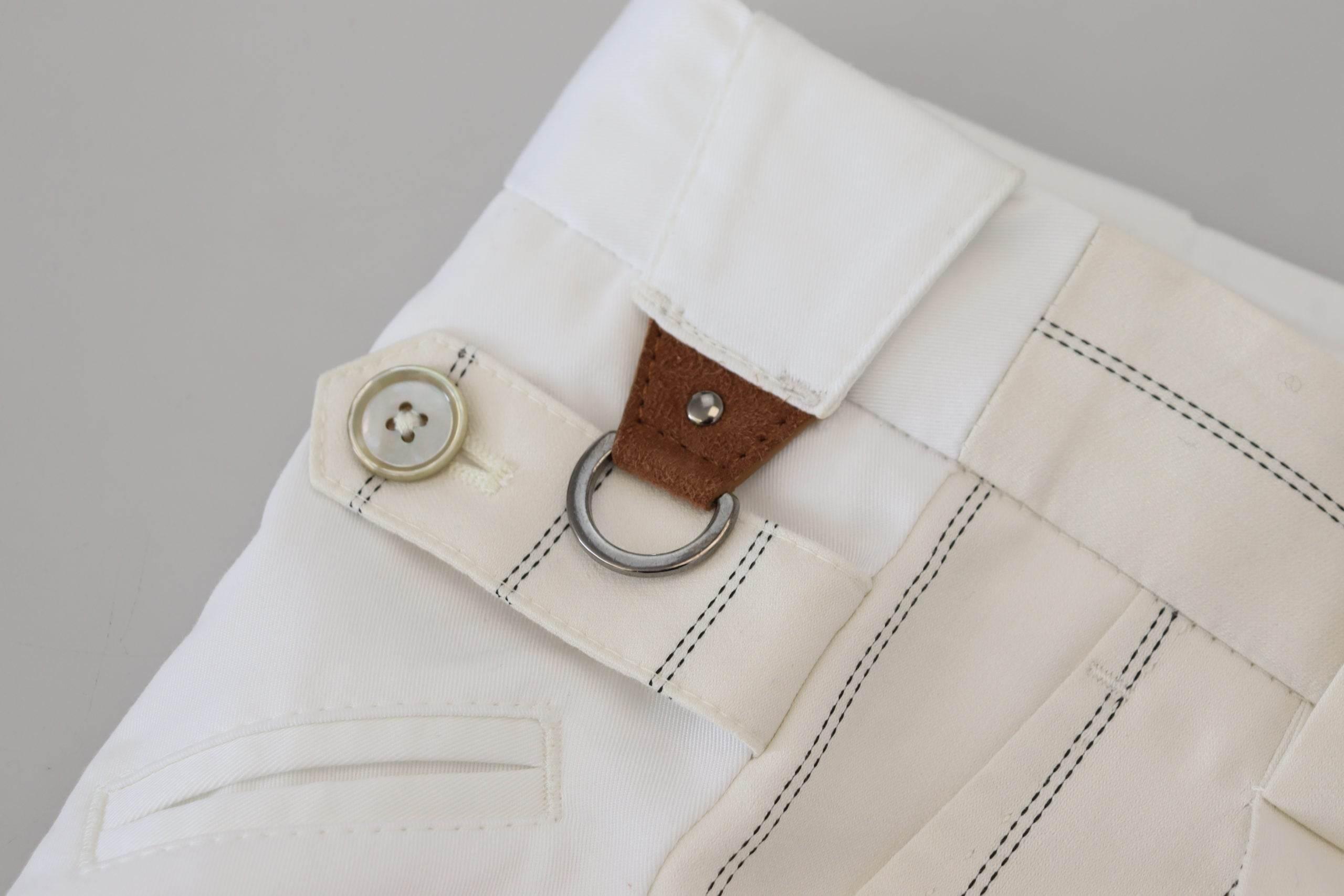 Dolce & Gabbana Elegant White Striped MainLine Trousers - Hilstor