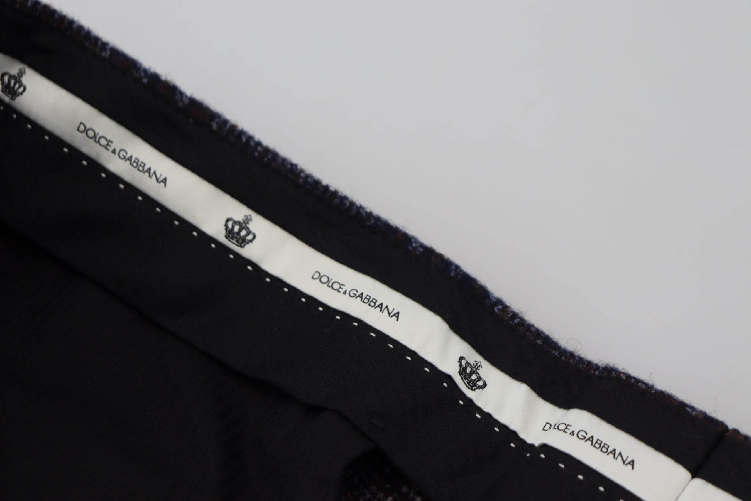 Dolce & Gabbana Gray Checkered Mid Waist Men Pants - Hilstor