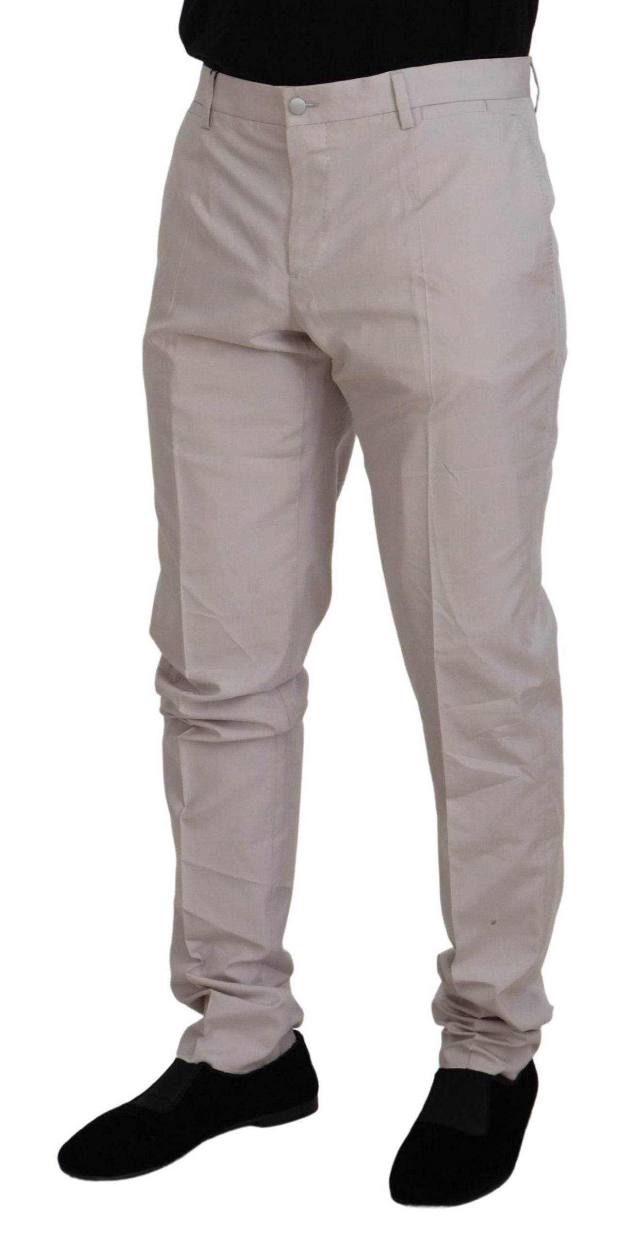 Dolce & Gabbana Elegant Off White Silk Blend Trousers - Hilstor