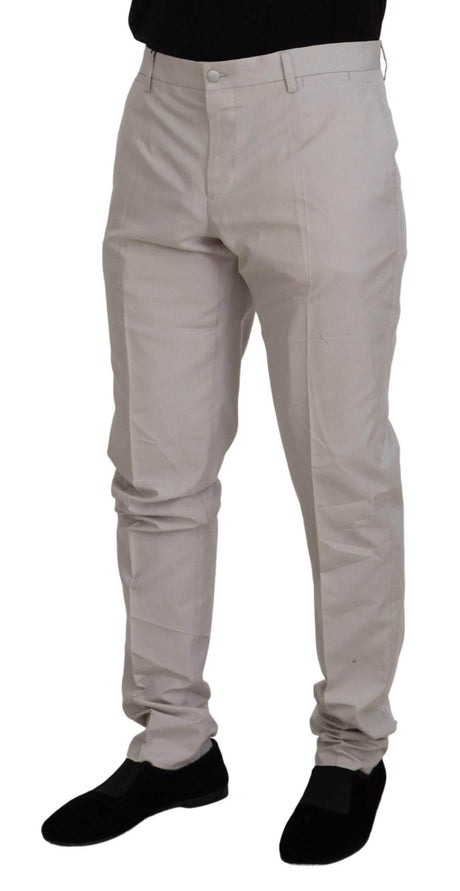 Dolce & Gabbana Elegant Off White Silk Blend Trousers - Hilstor