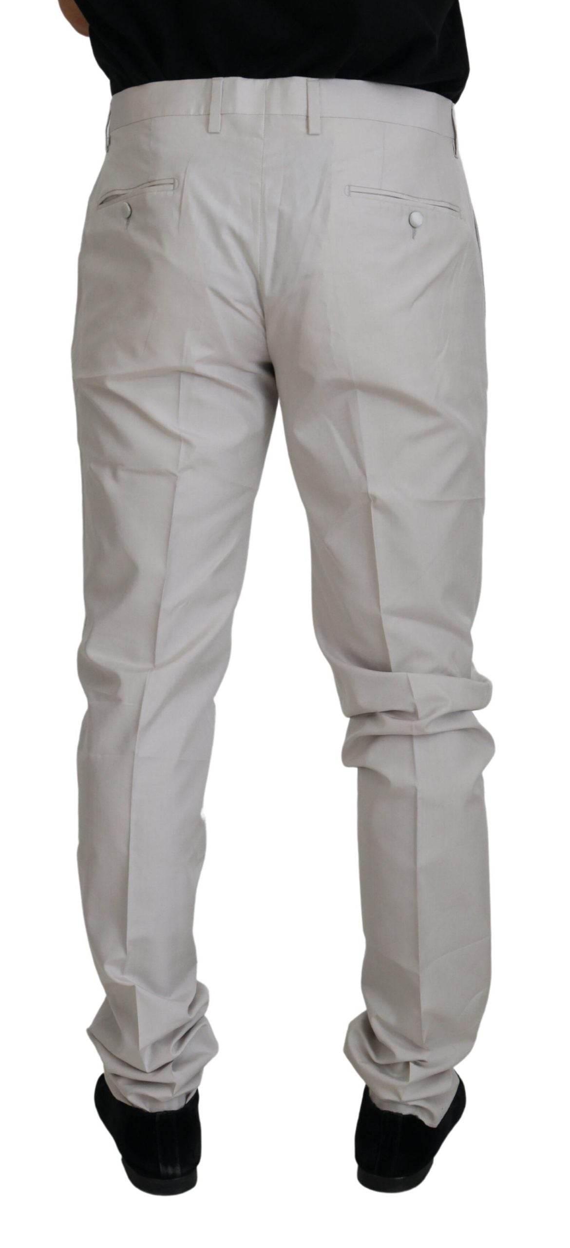 Dolce & Gabbana Elegant Off White Silk Blend Trousers - Hilstor
