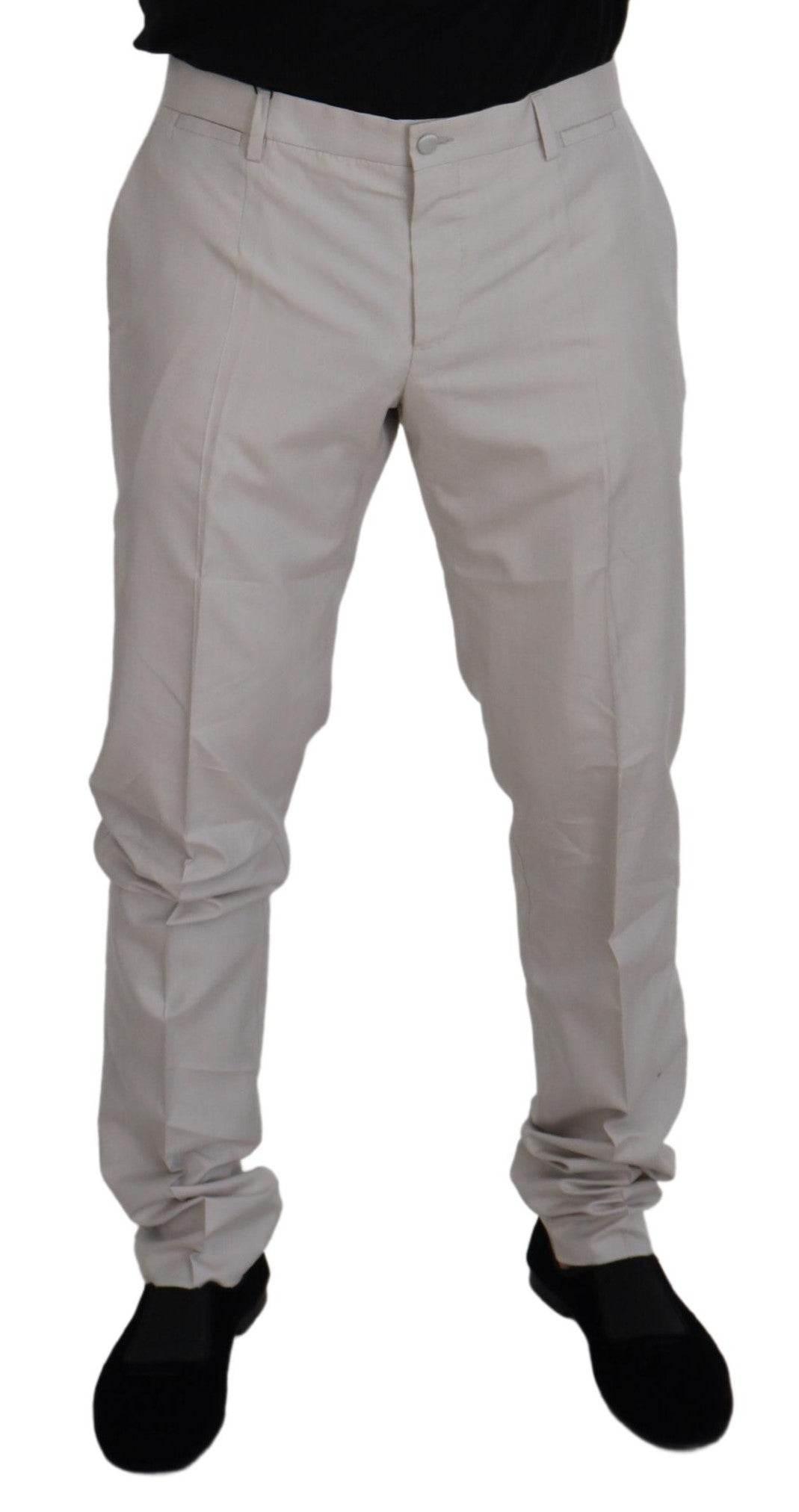 Dolce & Gabbana Elegant Off White Silk Blend Trousers - Hilstor