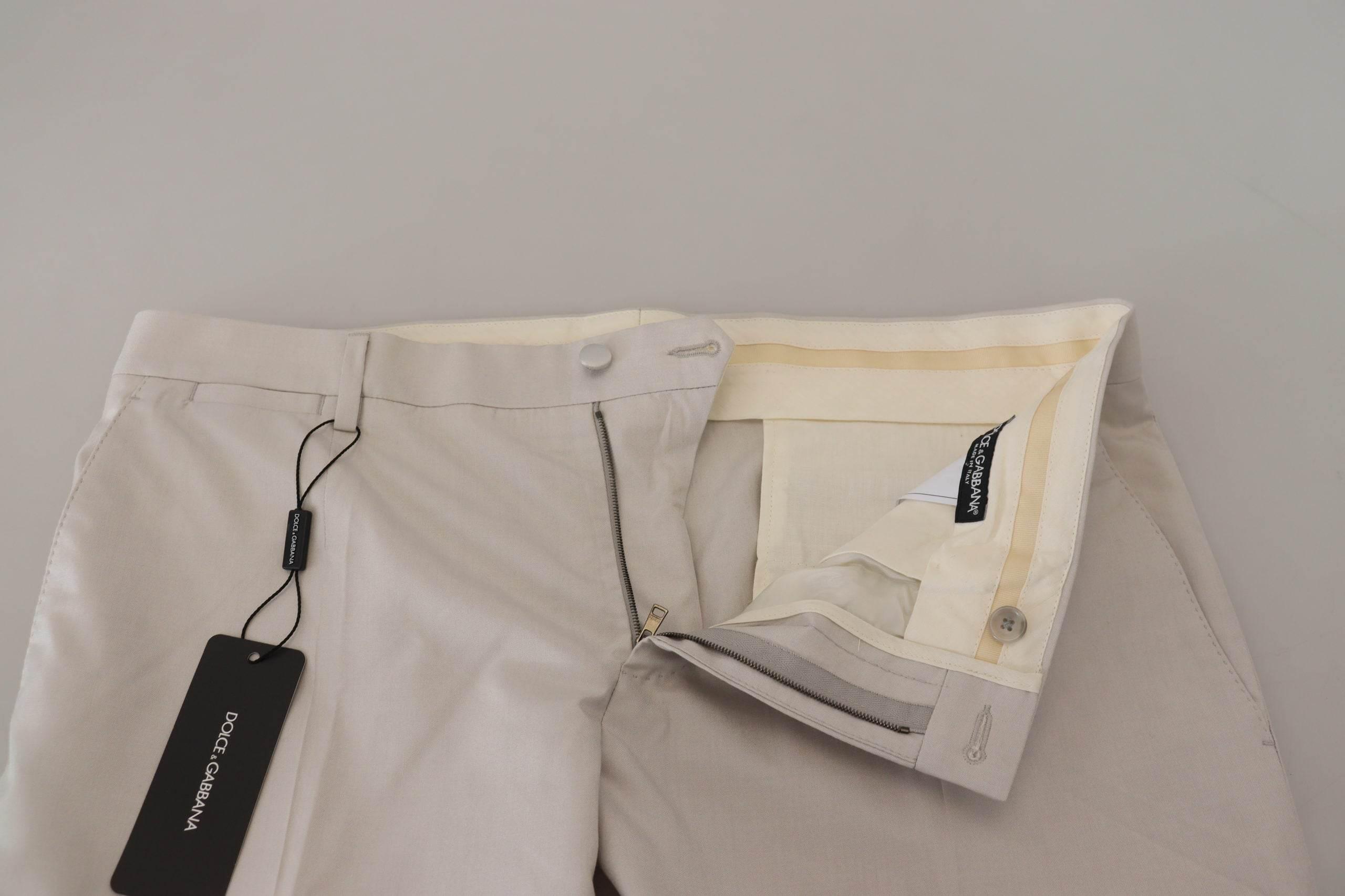 Dolce & Gabbana Elegant Off White Silk Blend Trousers - Hilstor