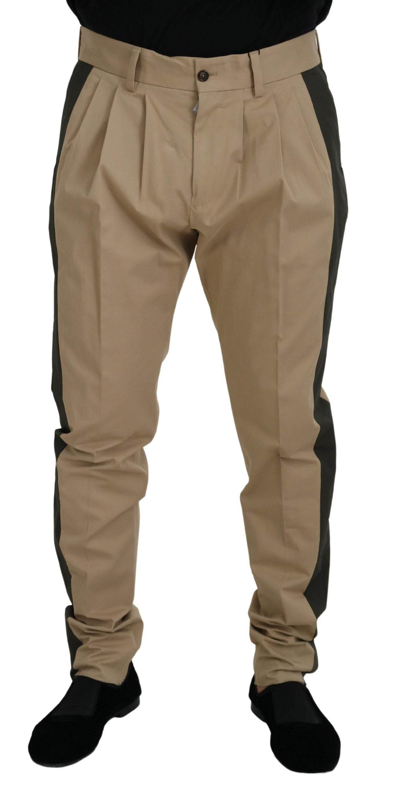 Dolce & Gabbana Brown Black Cotton Chino Men Pants - Hilstor