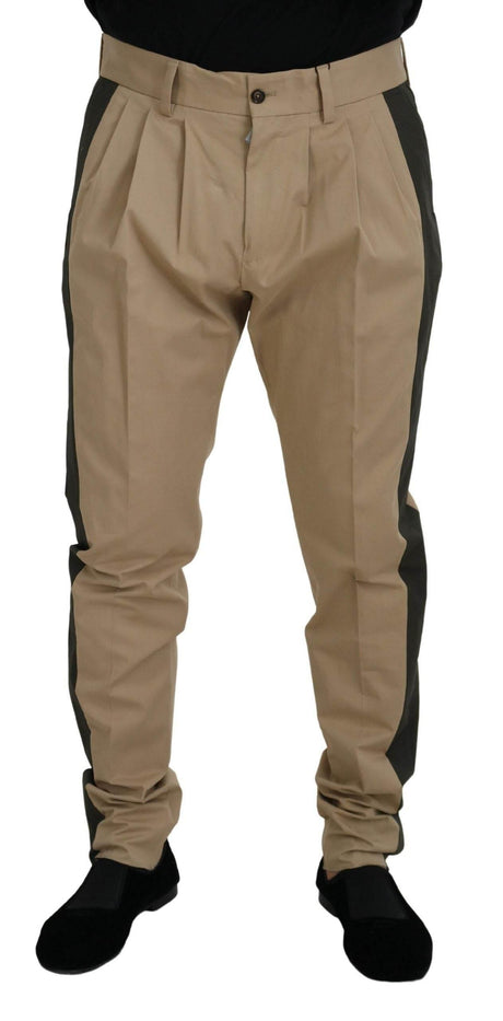 Dolce & Gabbana Brown Black Cotton Chino Men Pants - Hilstor