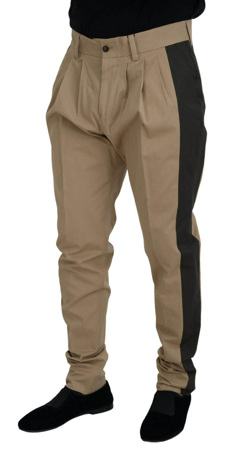 Dolce & Gabbana Brown Black Cotton Chino Men Pants - Hilstor