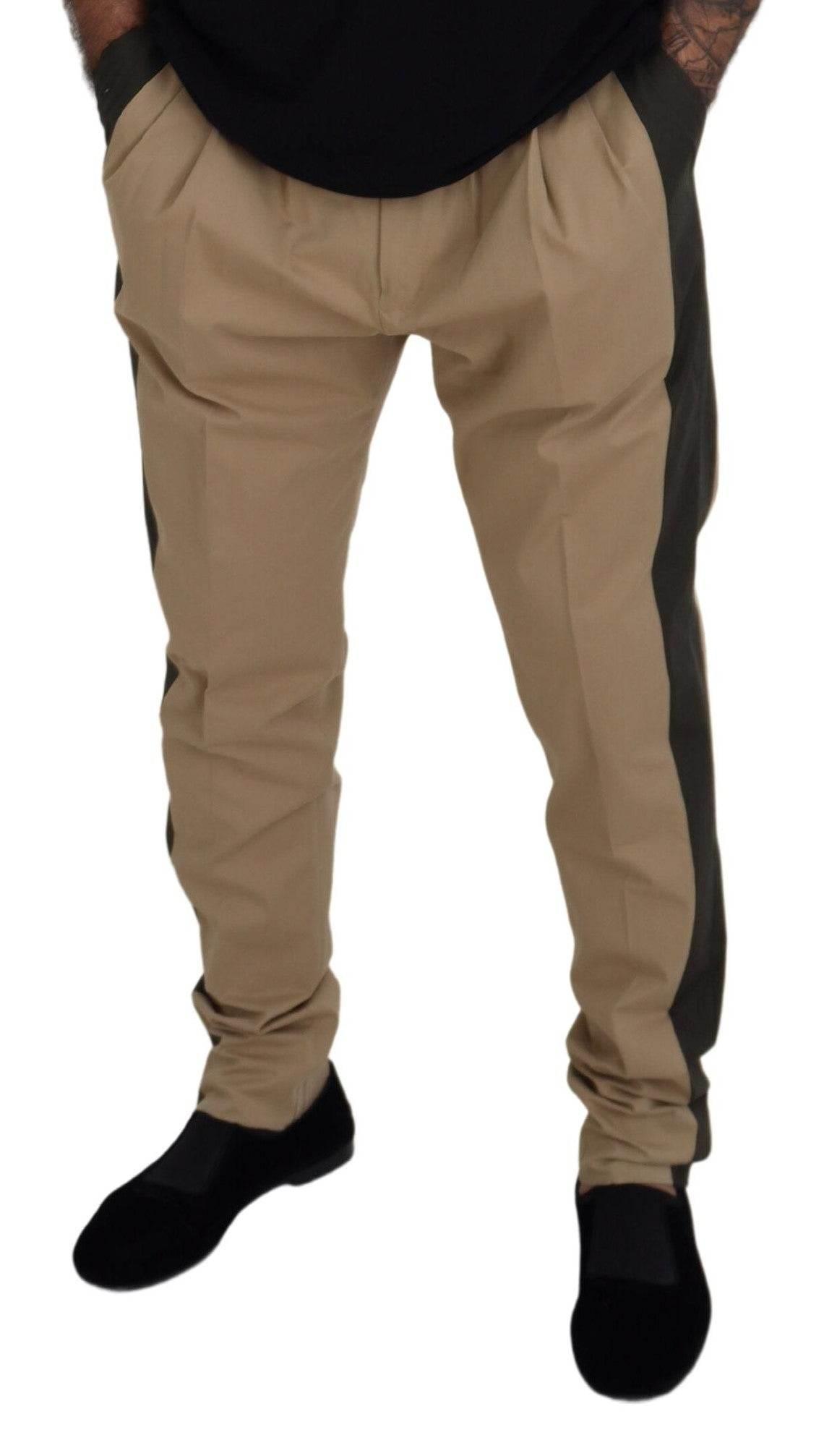 Dolce & Gabbana Brown Black Cotton Chino Men Pants - Hilstor