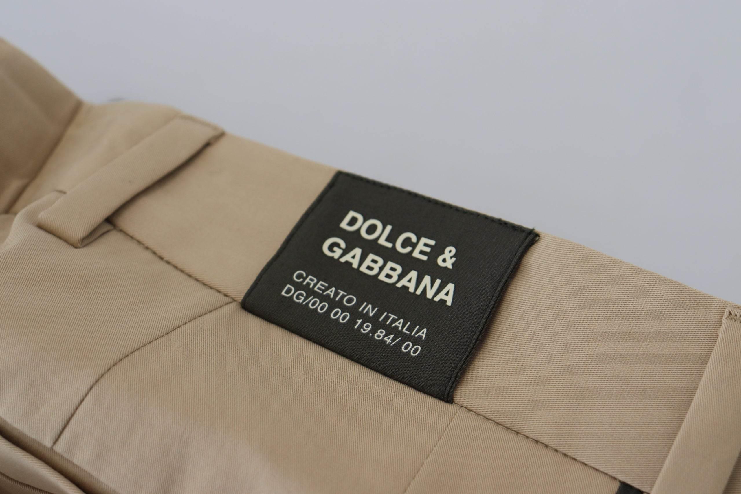 Dolce & Gabbana Brown Black Cotton Chino Men Pants - Hilstor