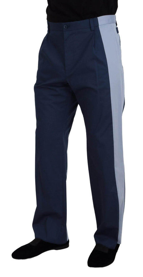 Dolce & Gabbana Blue Cotton Straight Fit Pants - Hilstor