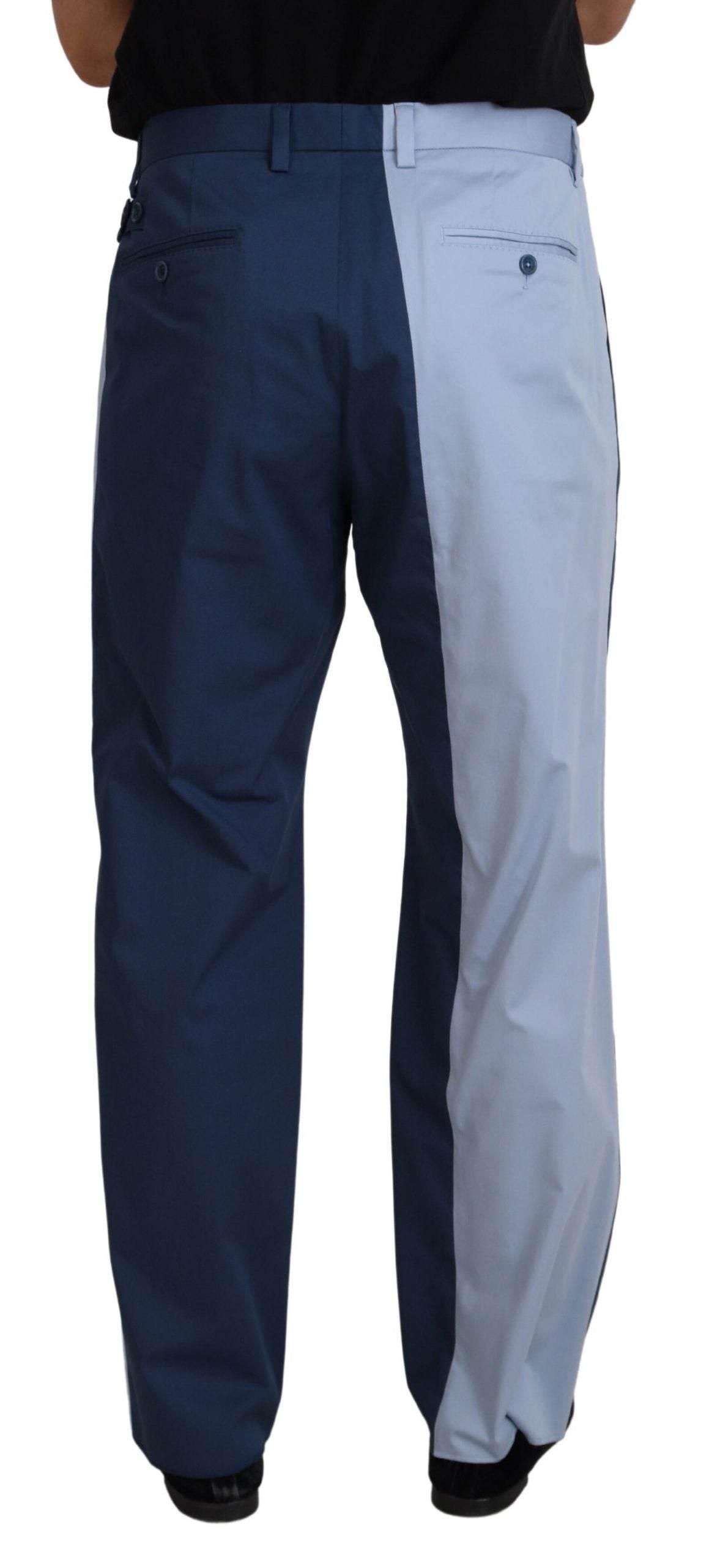Dolce & Gabbana Blue Cotton Straight Fit Pants - Hilstor