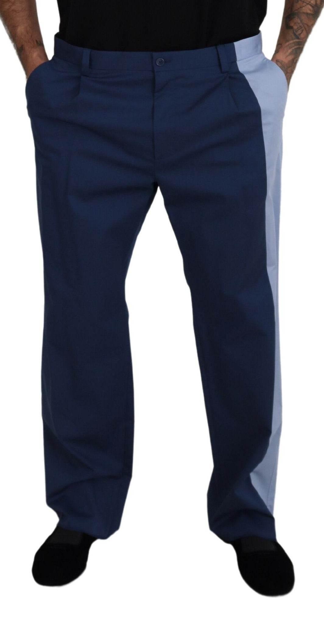 Dolce & Gabbana Blue Cotton Straight Fit Pants - Hilstor