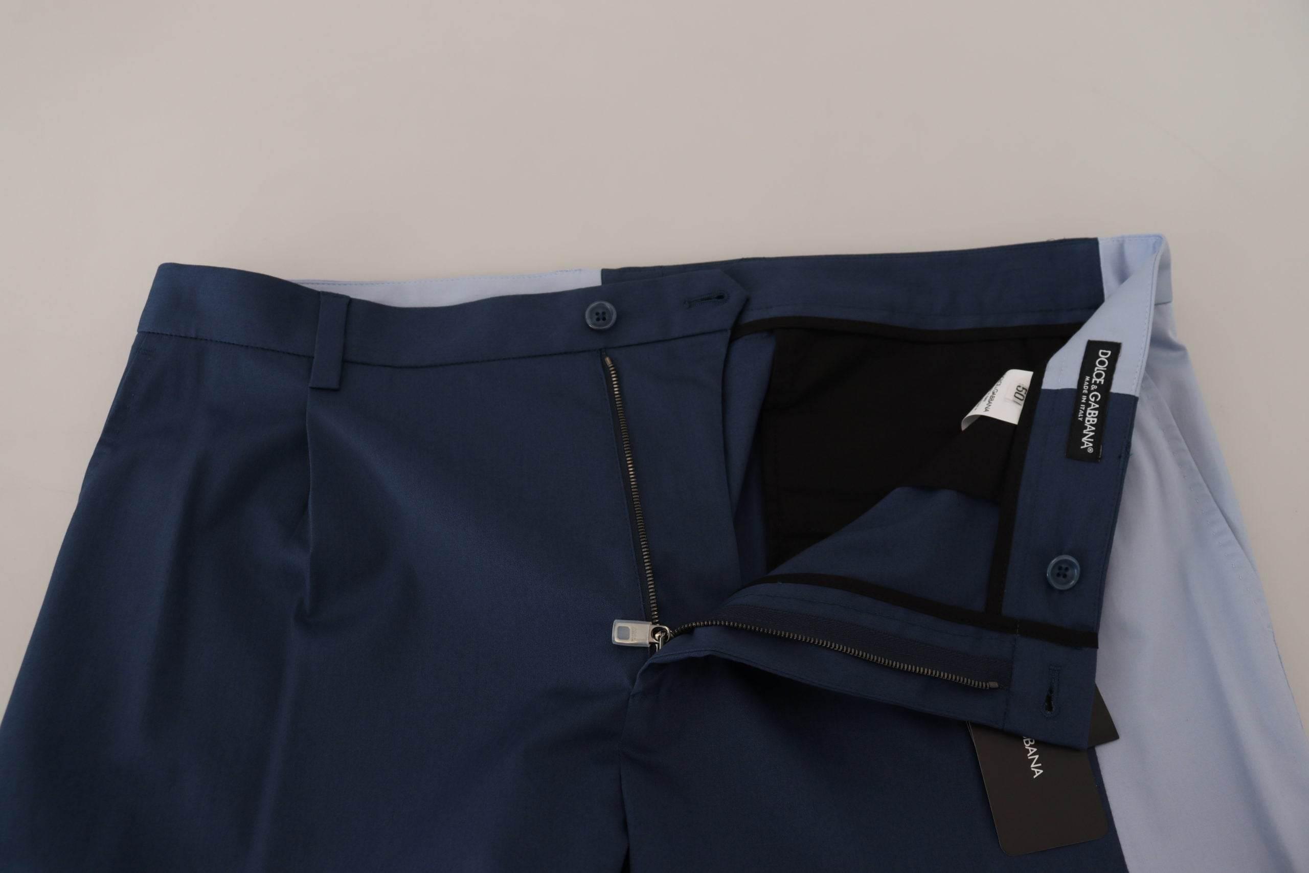Dolce & Gabbana Blue Cotton Straight Fit Pants - Hilstor