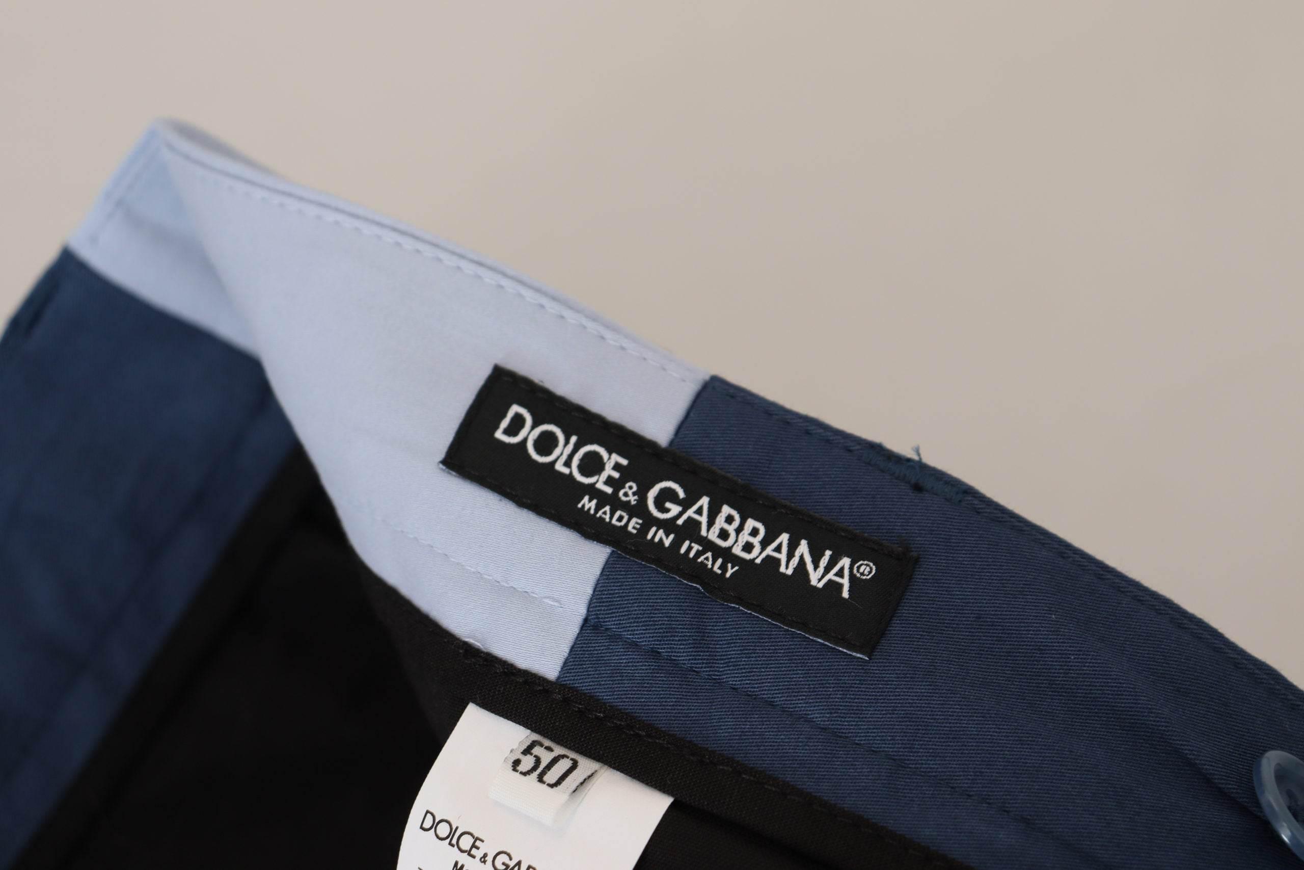 Dolce & Gabbana Blue Cotton Straight Fit Pants - Hilstor