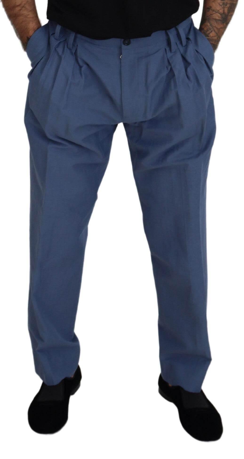 Dolce & Gabbana Blue Linen Chino Men Formal Pants - Hilstor